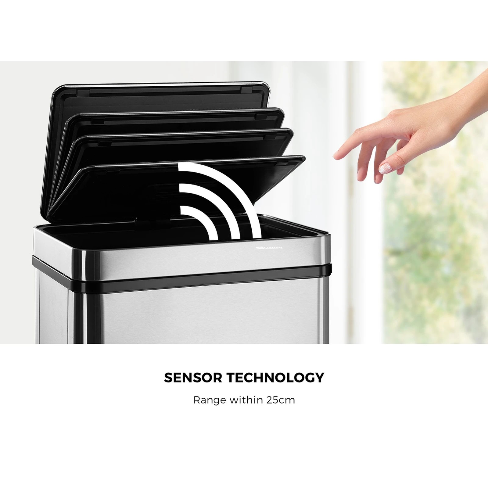 4 Oikiture 75L Motion Sensor Bin Automatic Rubbish Trash Can - Silver, 4 of 10