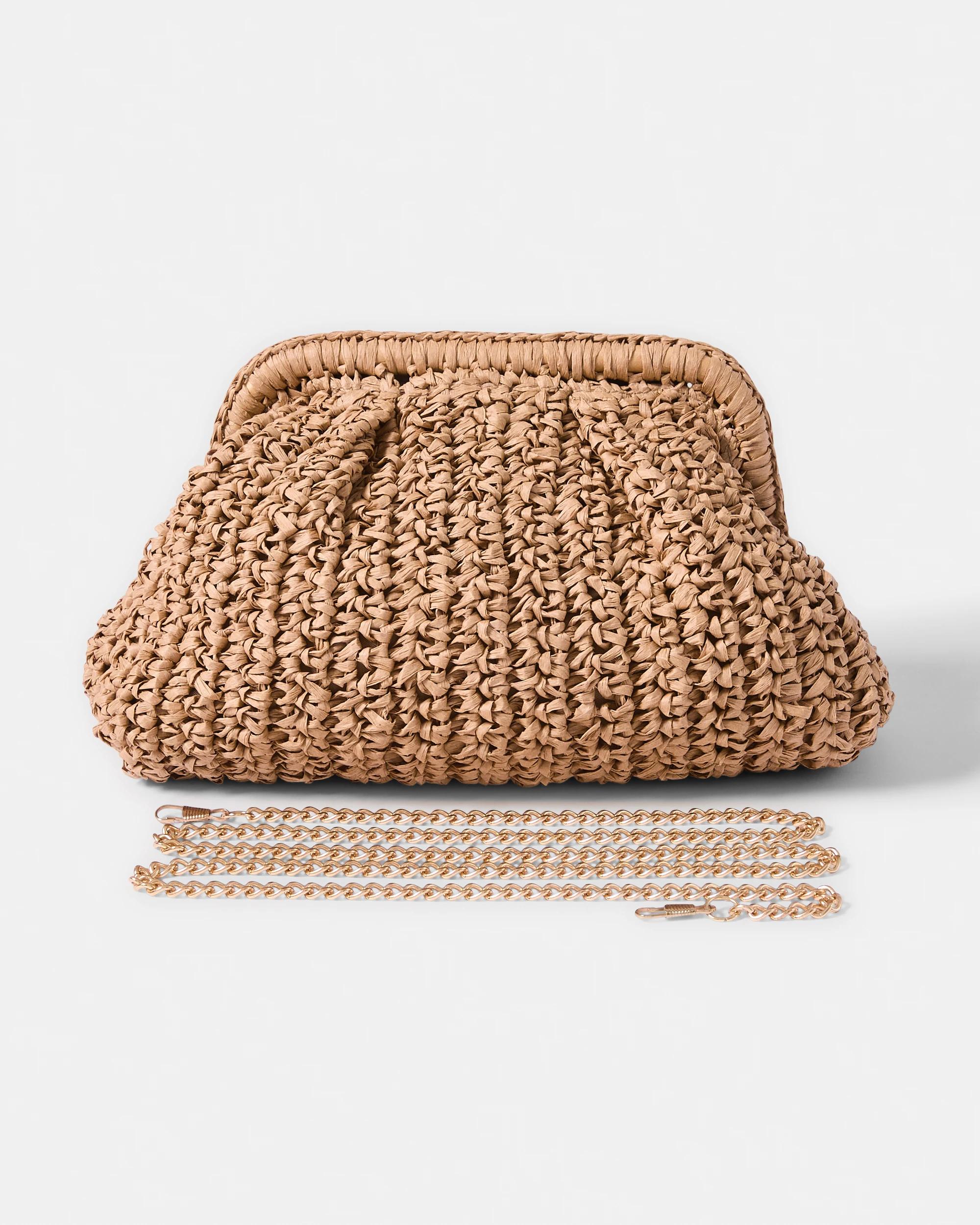1 Slouchy Straw Clutch Natural, 1 of 6