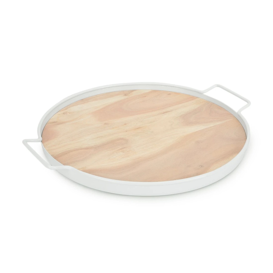 1 Metal & Acacia Wood Tray with Handles, 1 of 5