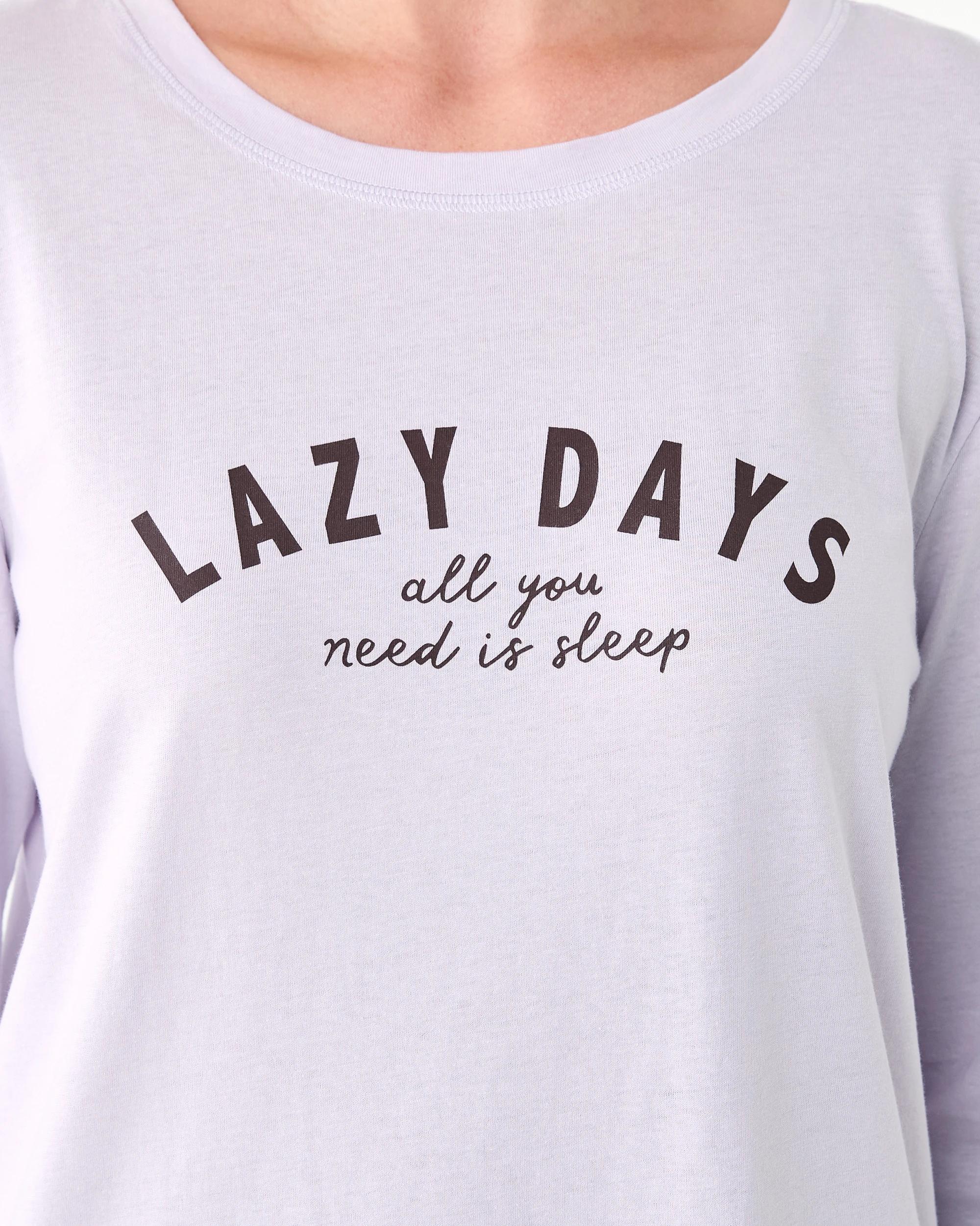 5 Cotton Long Sleeve Print Knit Nightie Lazy Days, 5 of 6