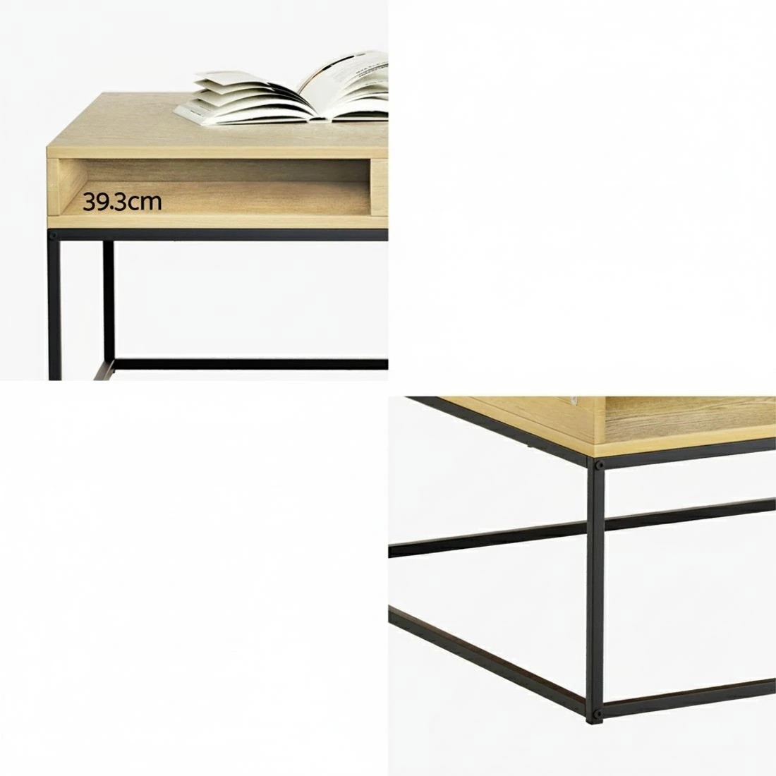 5 Artiss Coffee Table Storage Shelf Metal Frame - Natural, 5 of 6