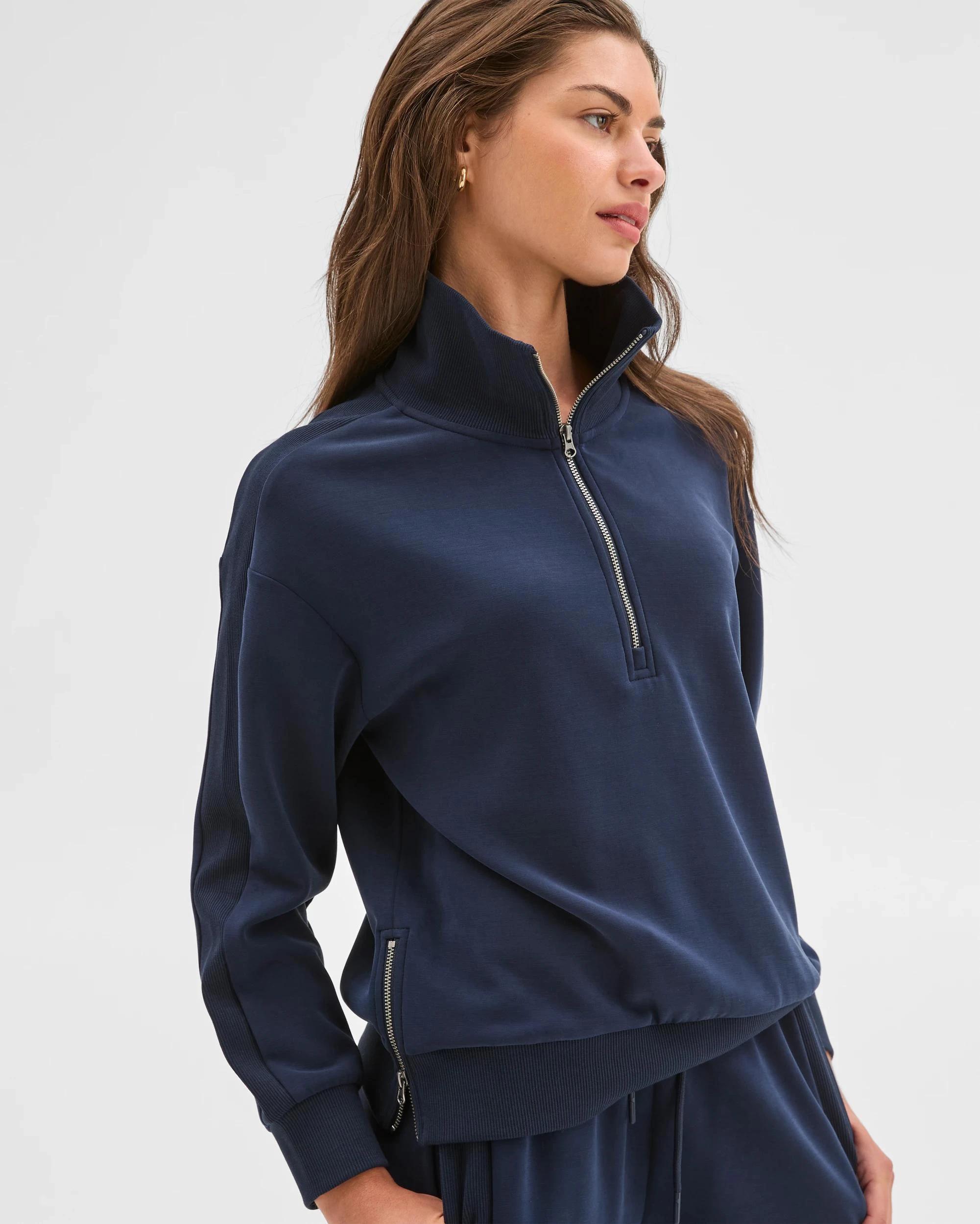 1 Target Petites Petites Active Studio Lounge Half Zip Knit Jumper INK NAVY, 1 of 5