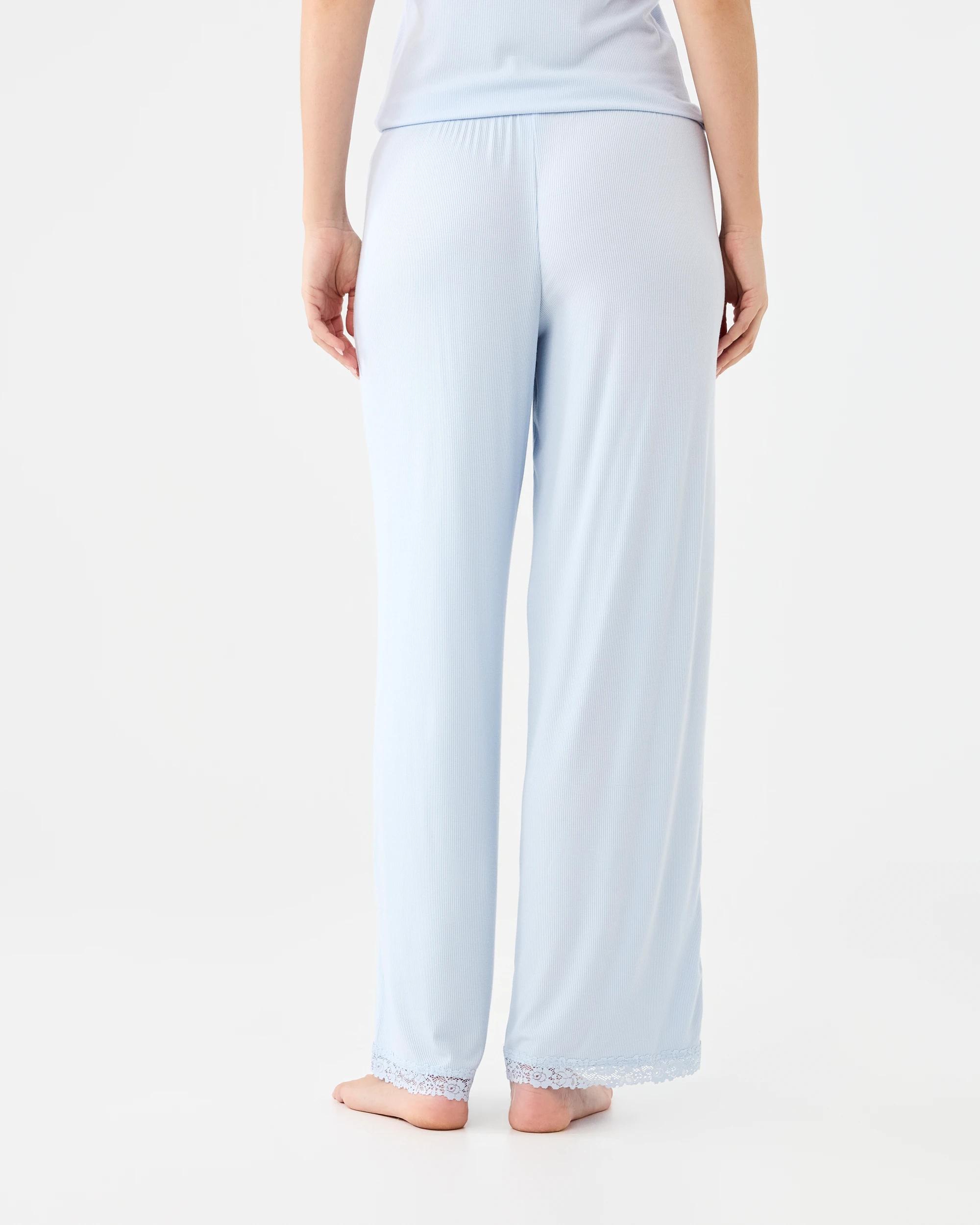 3 Viscose Rib Lace Trim Pants Halo Blue, 3 of 6