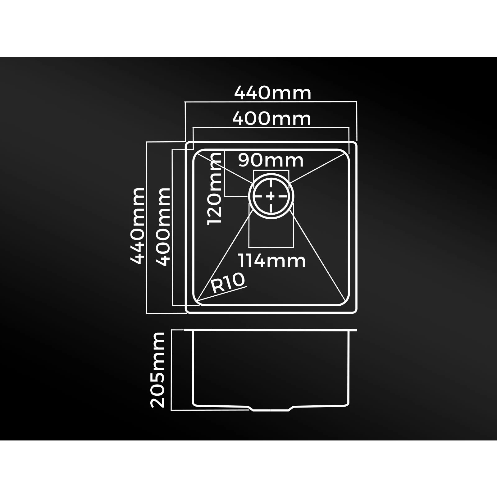 4 Welba Kitchen Sink 44X44CM Stainless Steel Single Bowl Basin With Waste - Black, 4 of 4