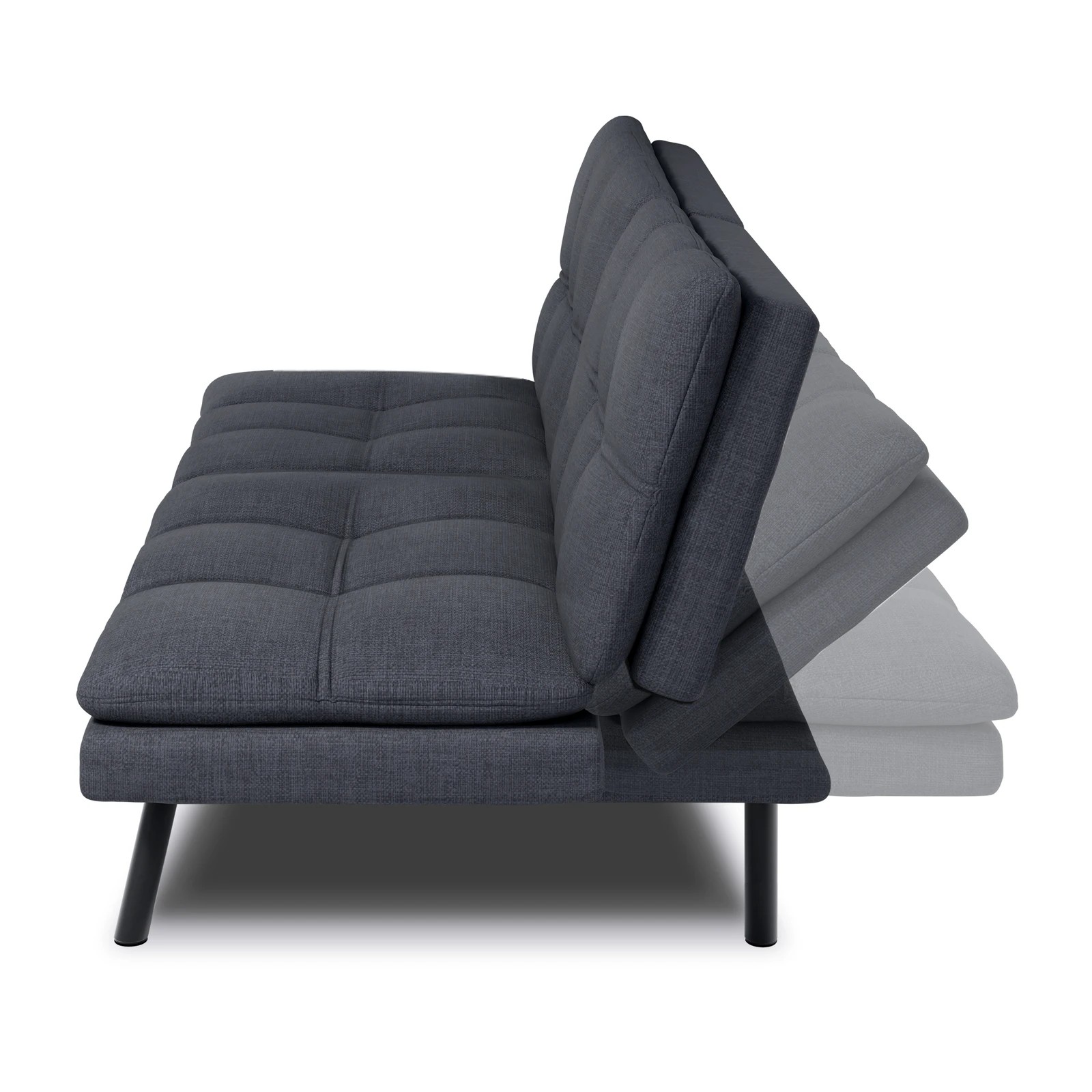 4 Alfordson Sofa Bed Couch 3 Seater Lounge Recliner Fabric - Grey, 4 of 9