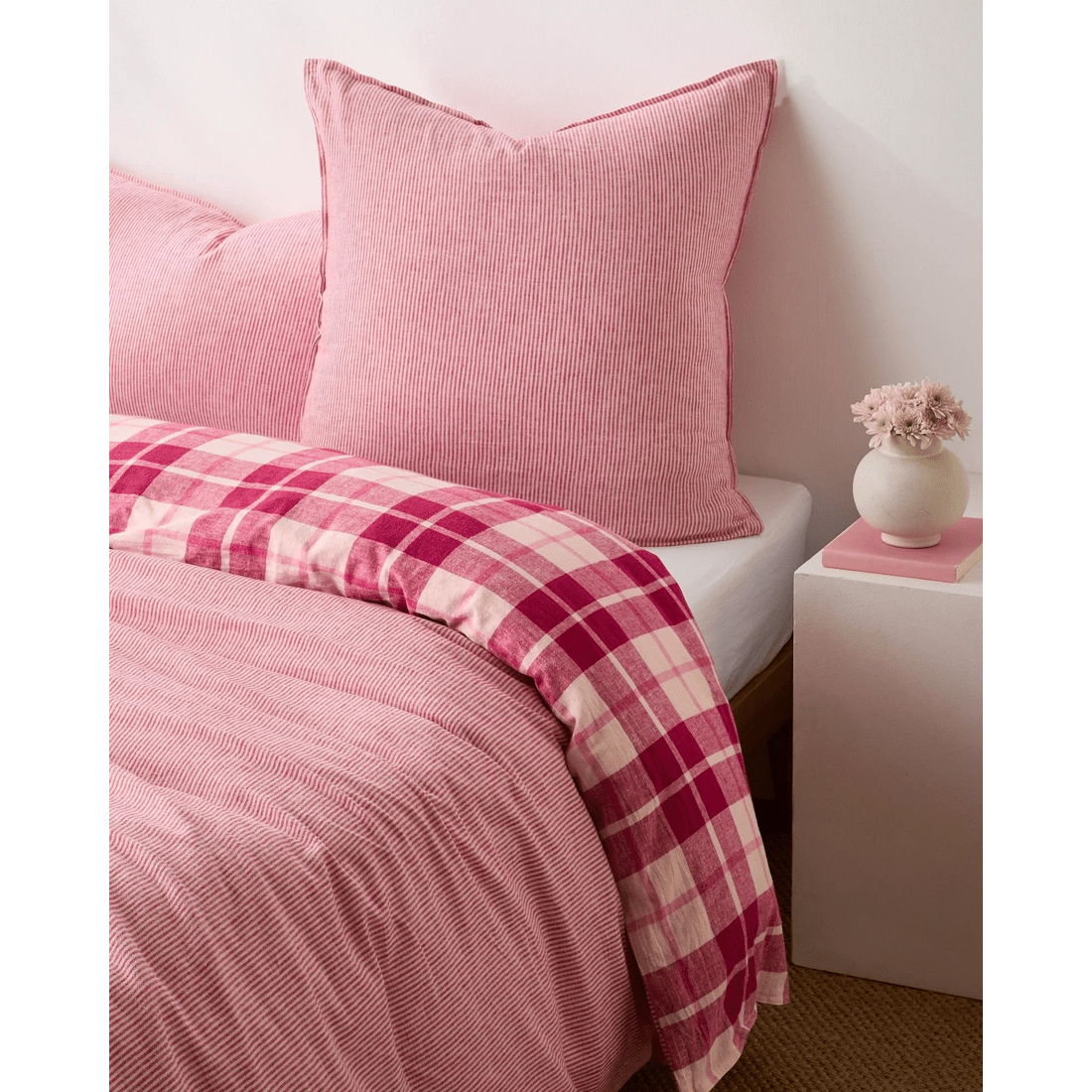 2 Target Ashlee Check Linen/Cotton European Pillowcase - Pink, 2 of 7