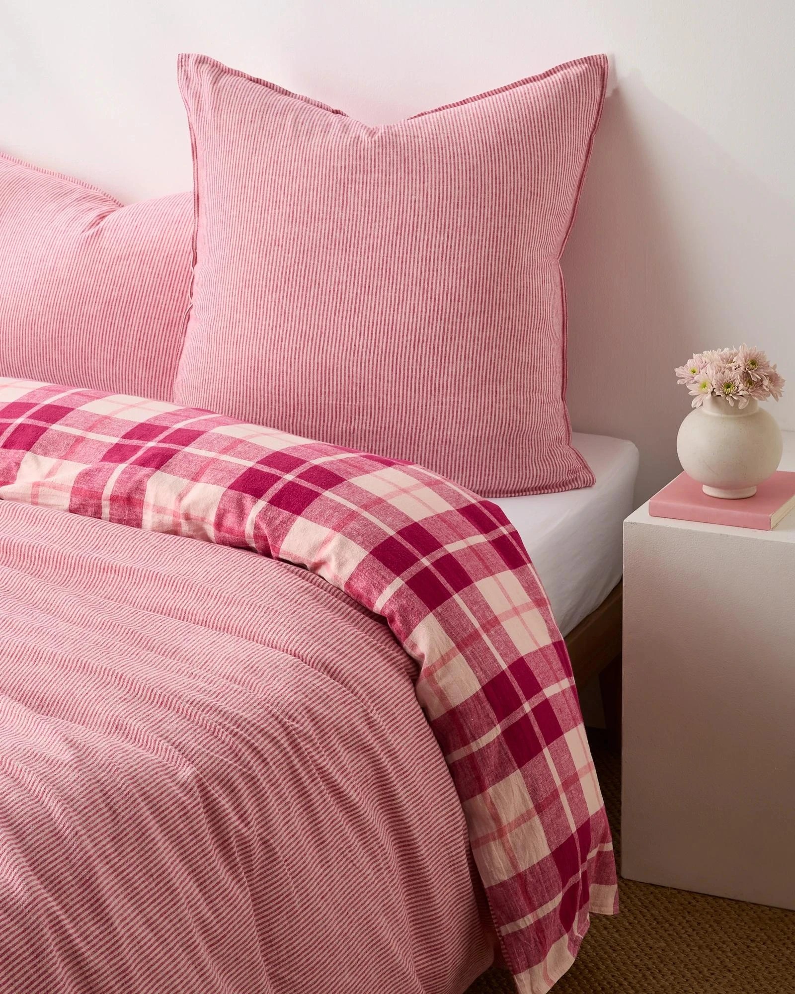 2 Target Ashlee Check Linen/Cotton European Pillowcase - Queen Bed - Pink, 2 of 7