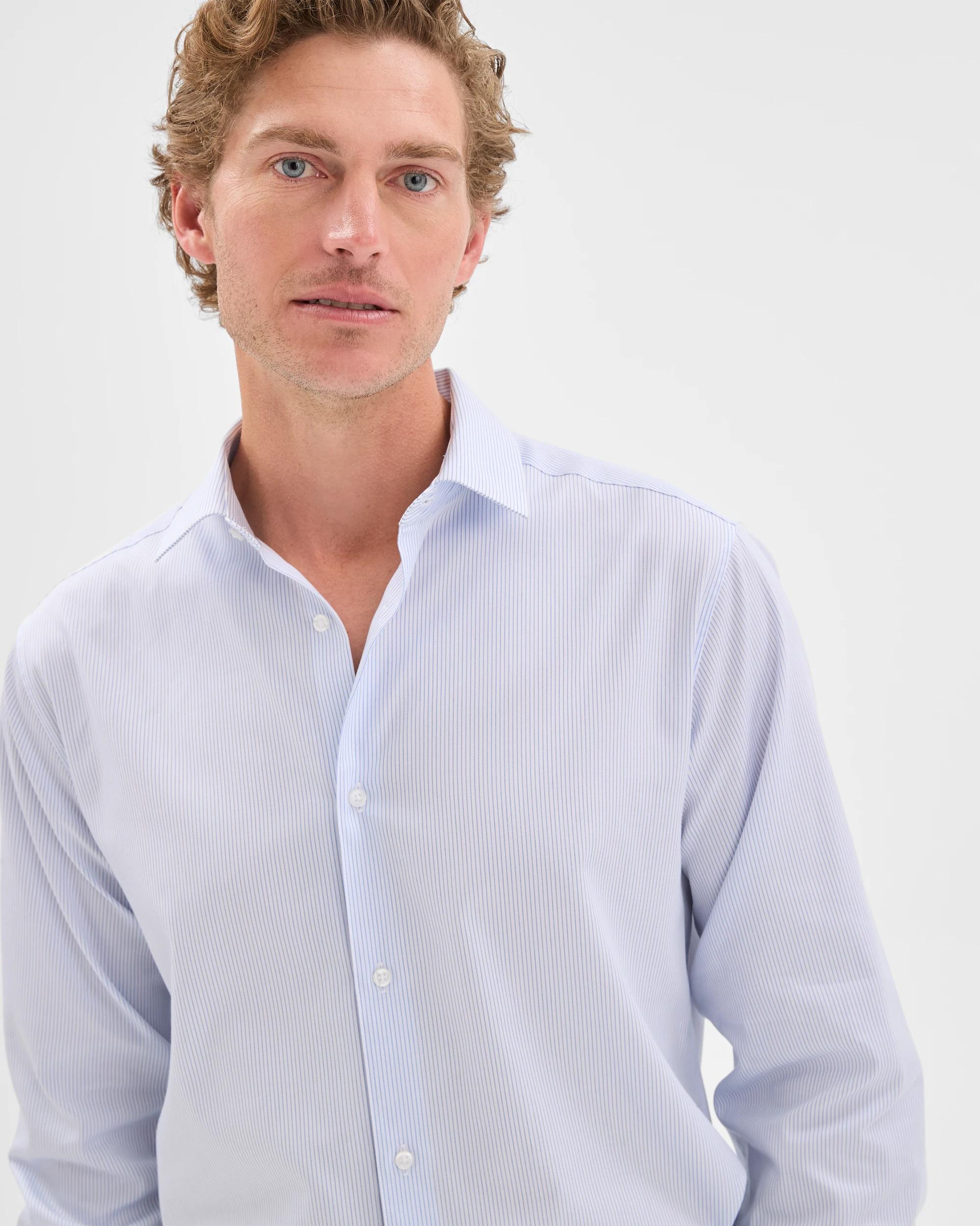 3 Preview Australian Cotton Business Stripe Shirt BLUE PIN, 3 of 6