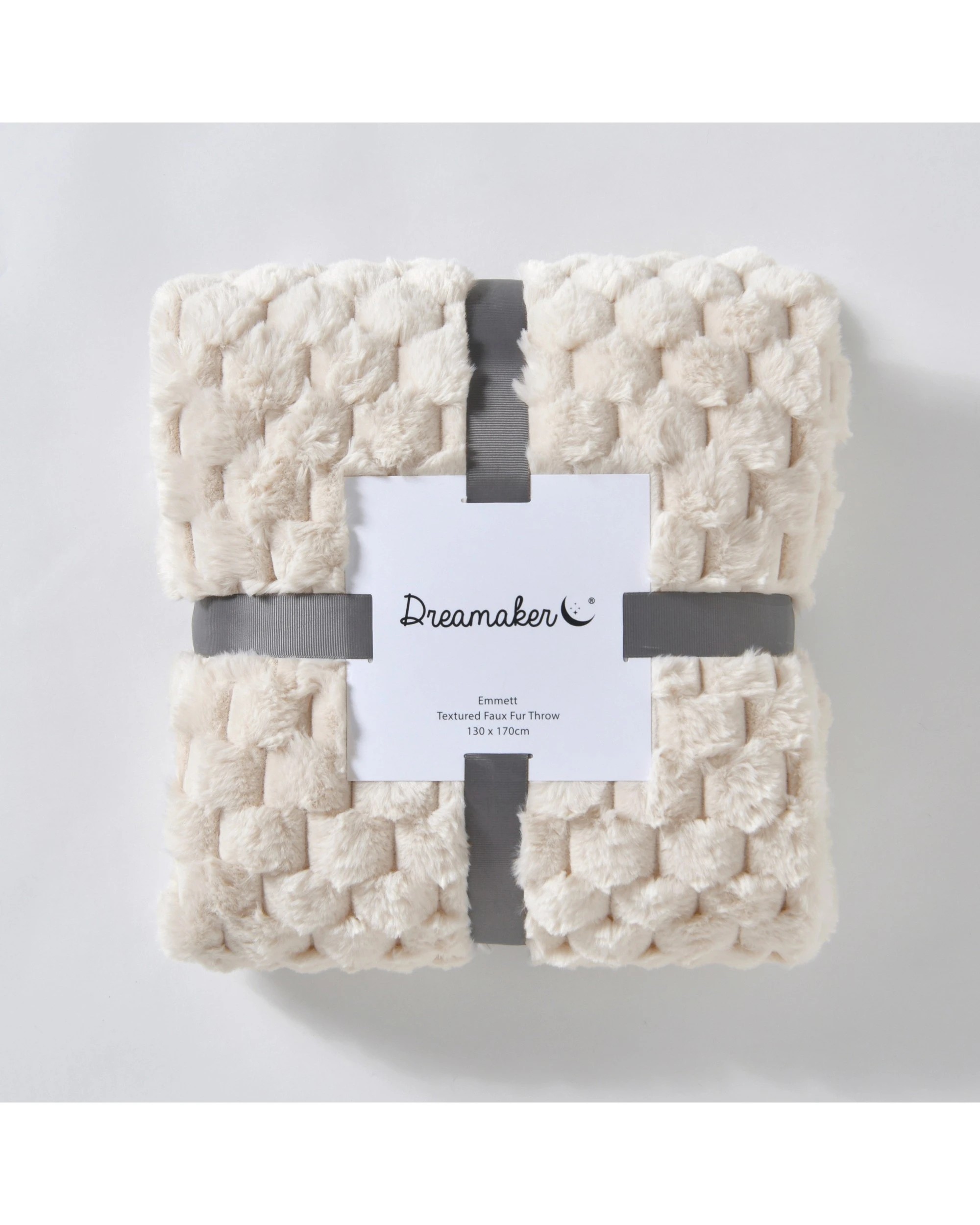 5 Dreamaker Emmett Textured Faux Fur Throw 130x170cm - Cream, 5 of 6
