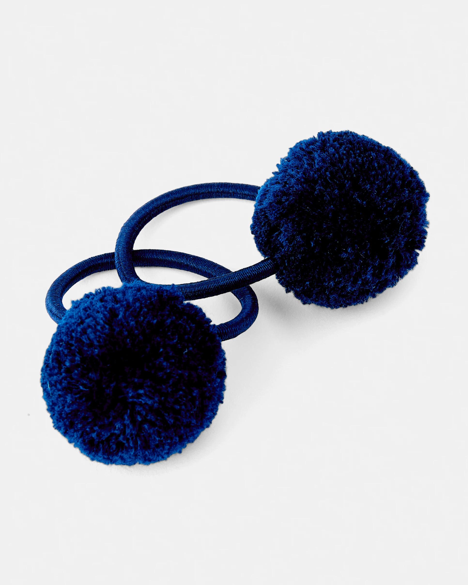 2 2 Pack School Pom Pom Hair Elastics Nvy Sphire, 2 of 3