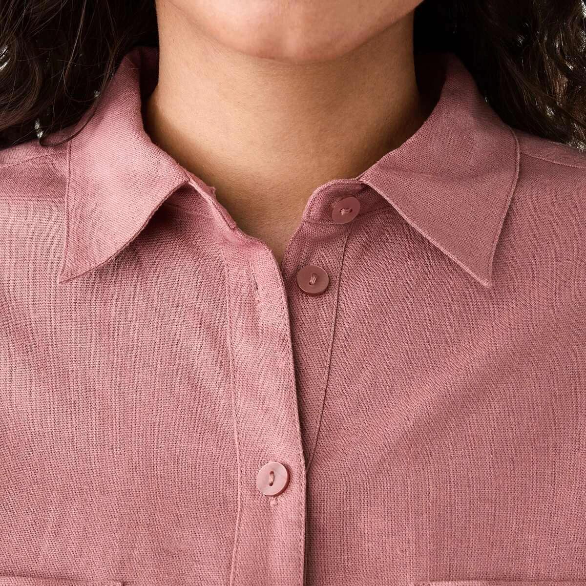5 Long Sleeve Linen Blend Shirt Soft Red, 5 of 8