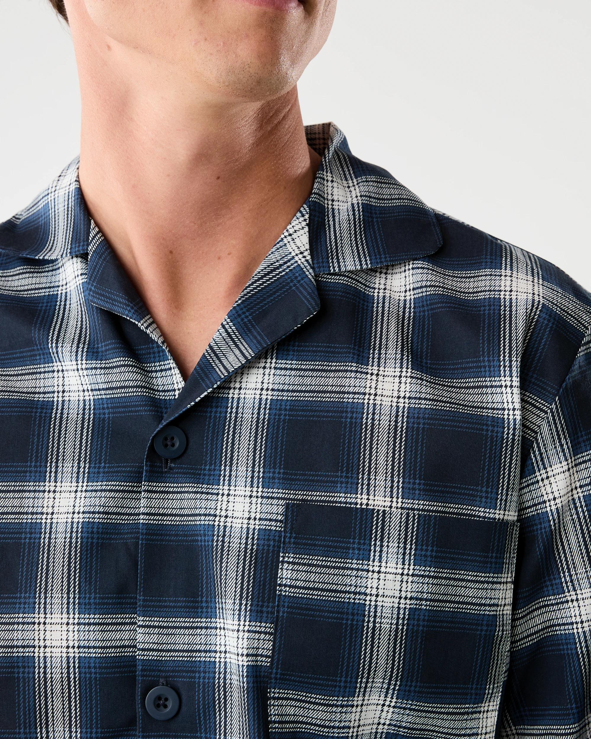 6 Long Leg Woven Pyjama Set Blu Check, 6 of 8