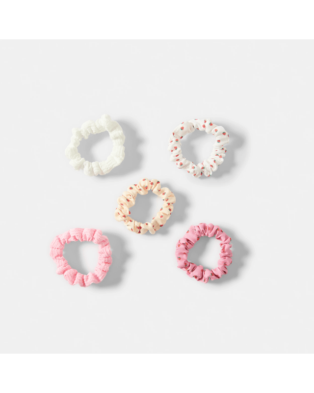 5 Pack Mini Strawberry Print Hair Scrunc