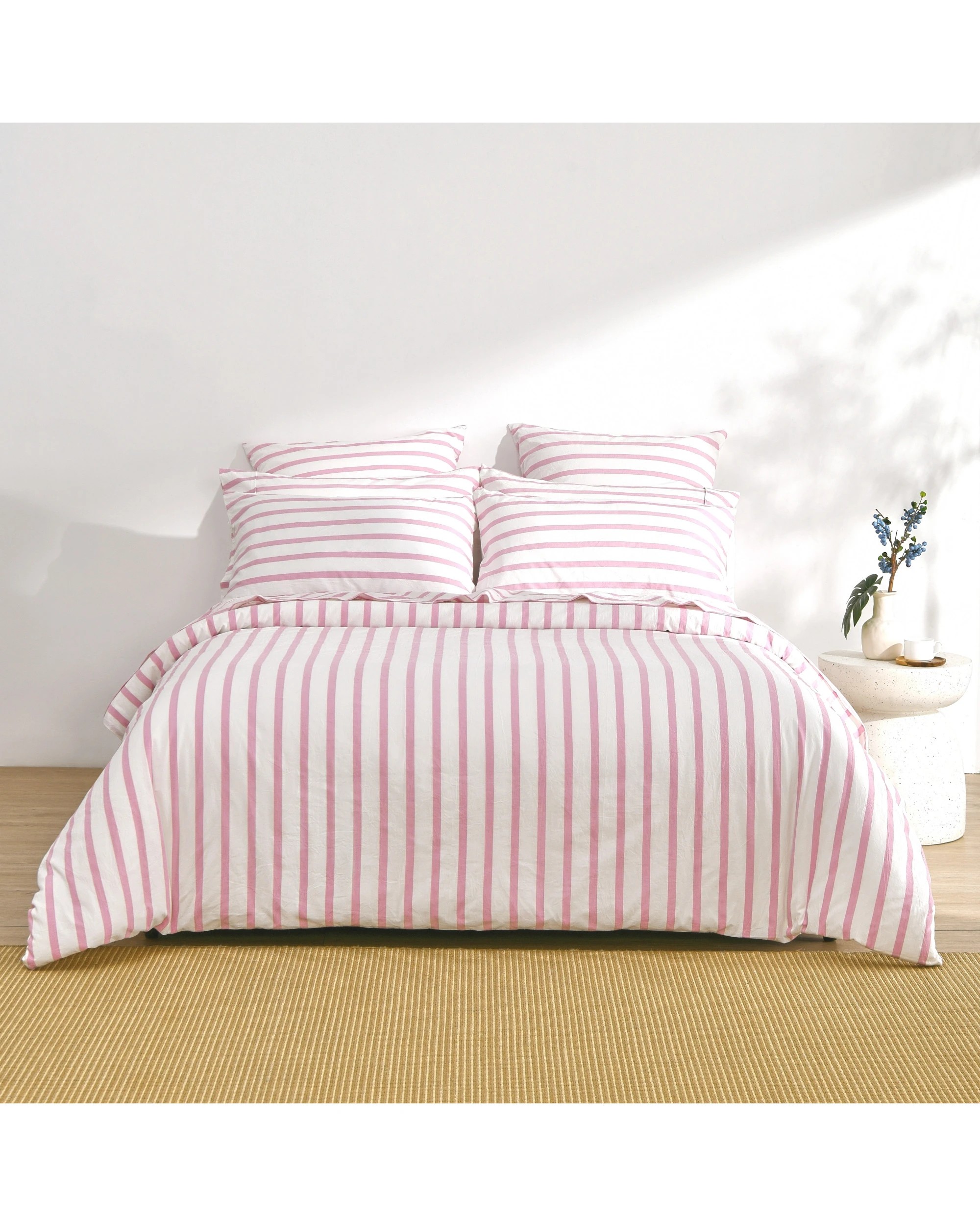 5 Dreamaker Bask Yarn Dyed Washed Cotton Striped Quilt Cover Set - Single Bed - Pink Pearl, 5 of 7