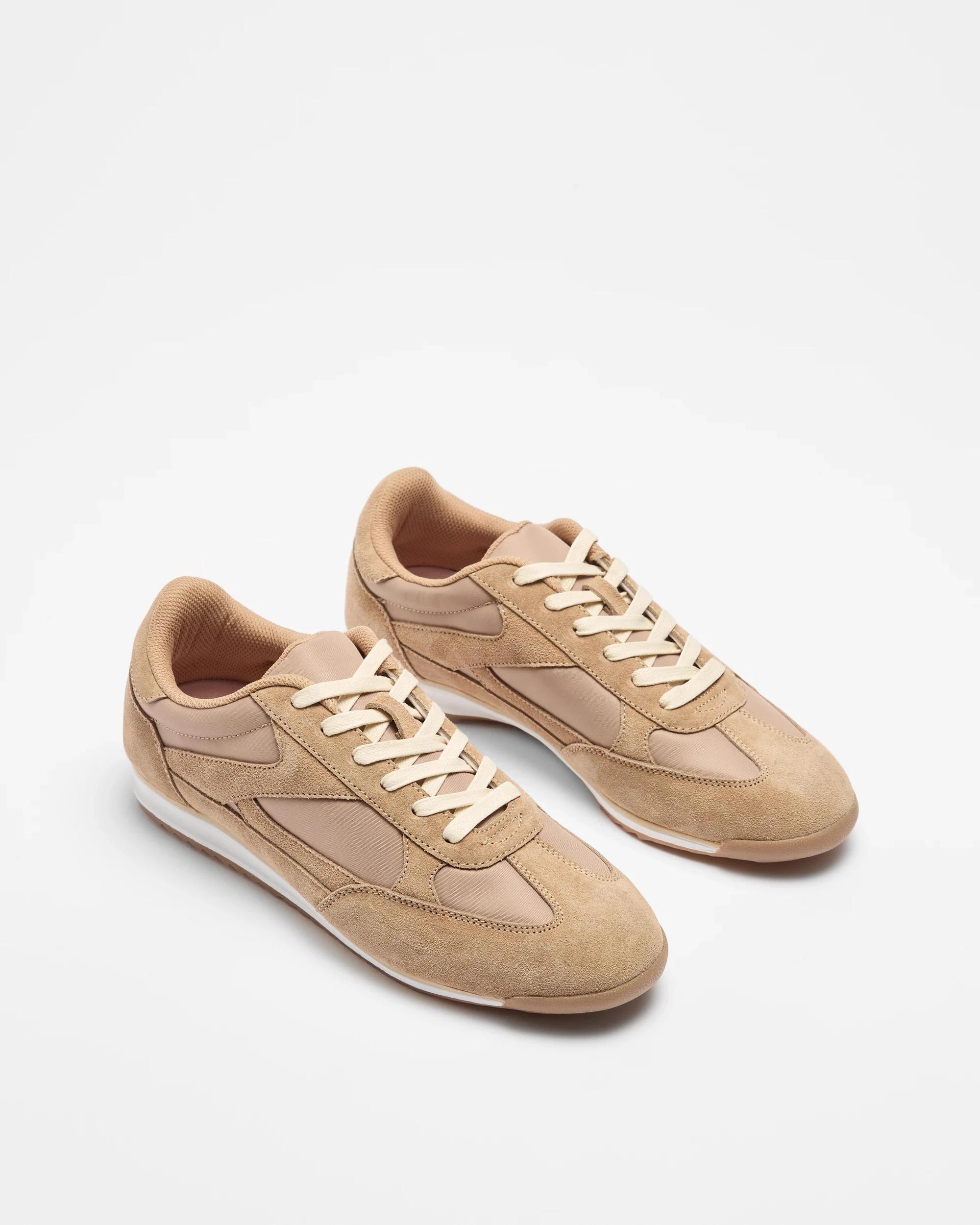 3 Target Man Mens Genuine Suede and Nylon Retro Sneaker STONE, 3 of 3