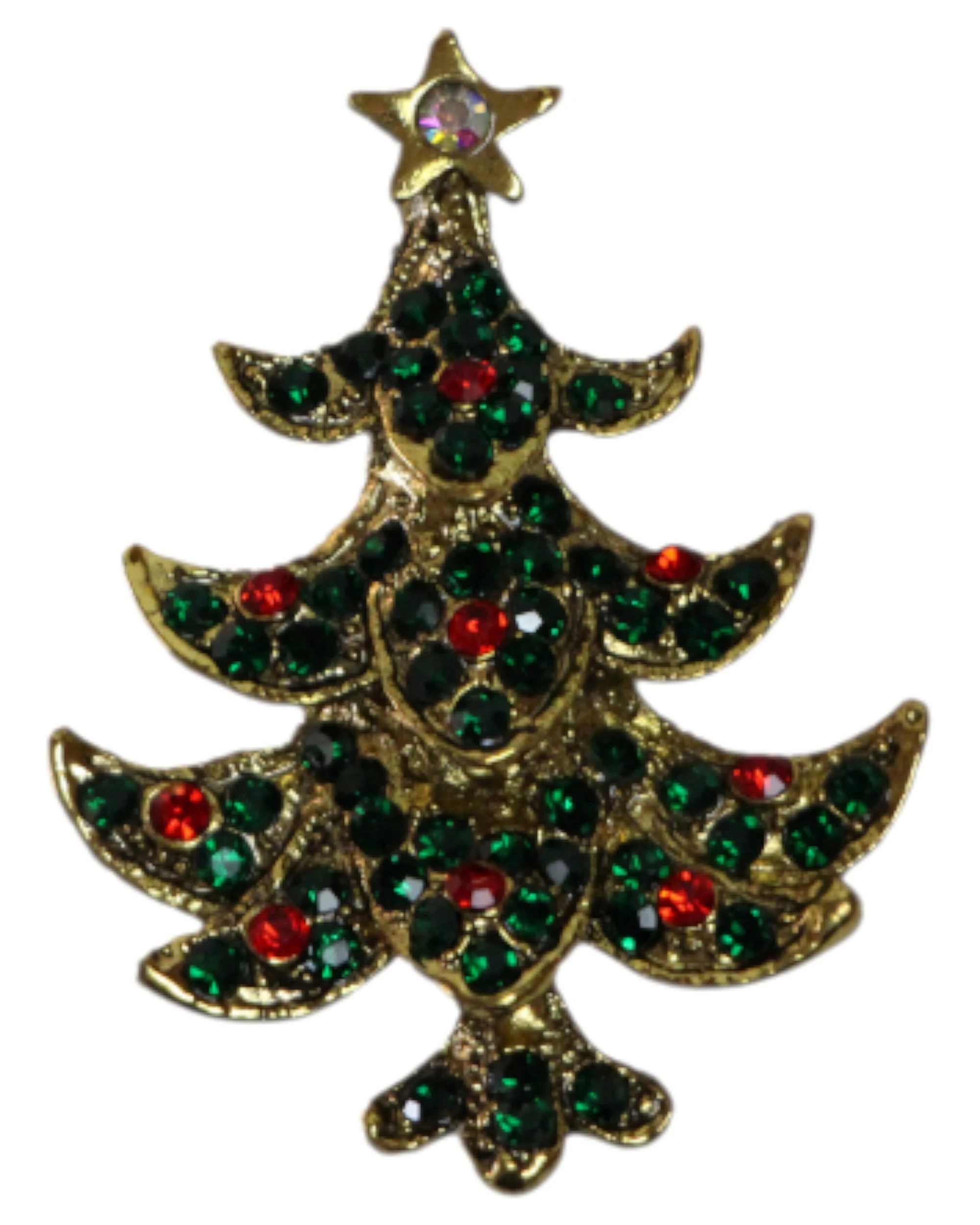1 Zasel Gold Green Christmas Tree Brooch Blazer Shirt Pin - Multi, 1 of 3