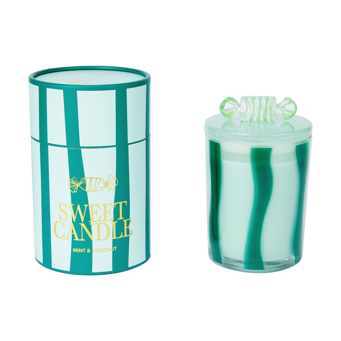 1 Christmas Green Glass Candy Candle, 1 of 6