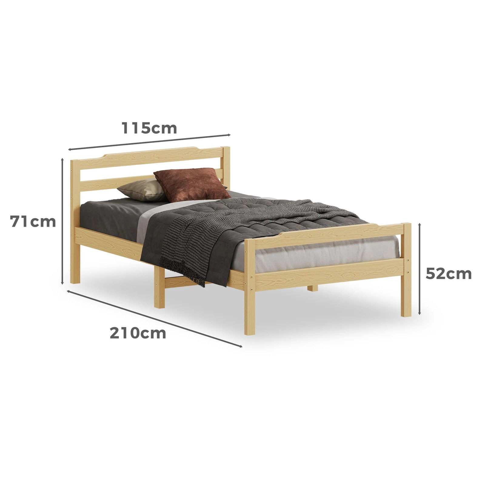 2 Alfordson Bed Frame Wooden Queen Size Mattress Base Platform Timber - Natural, 2 of 10