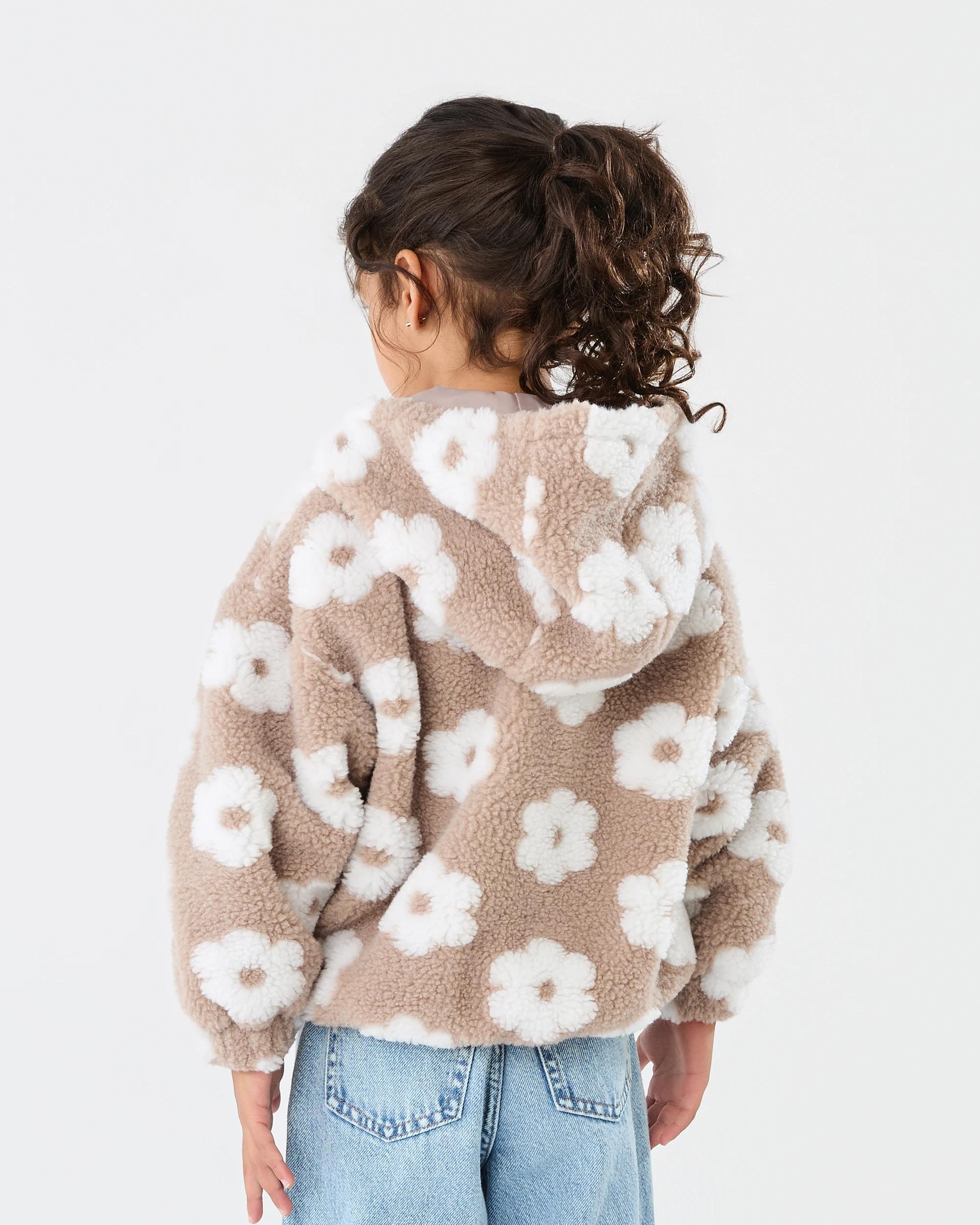 2 Sherpa Lined Zip Through Hoodie Brwn Florl, 2 of 6