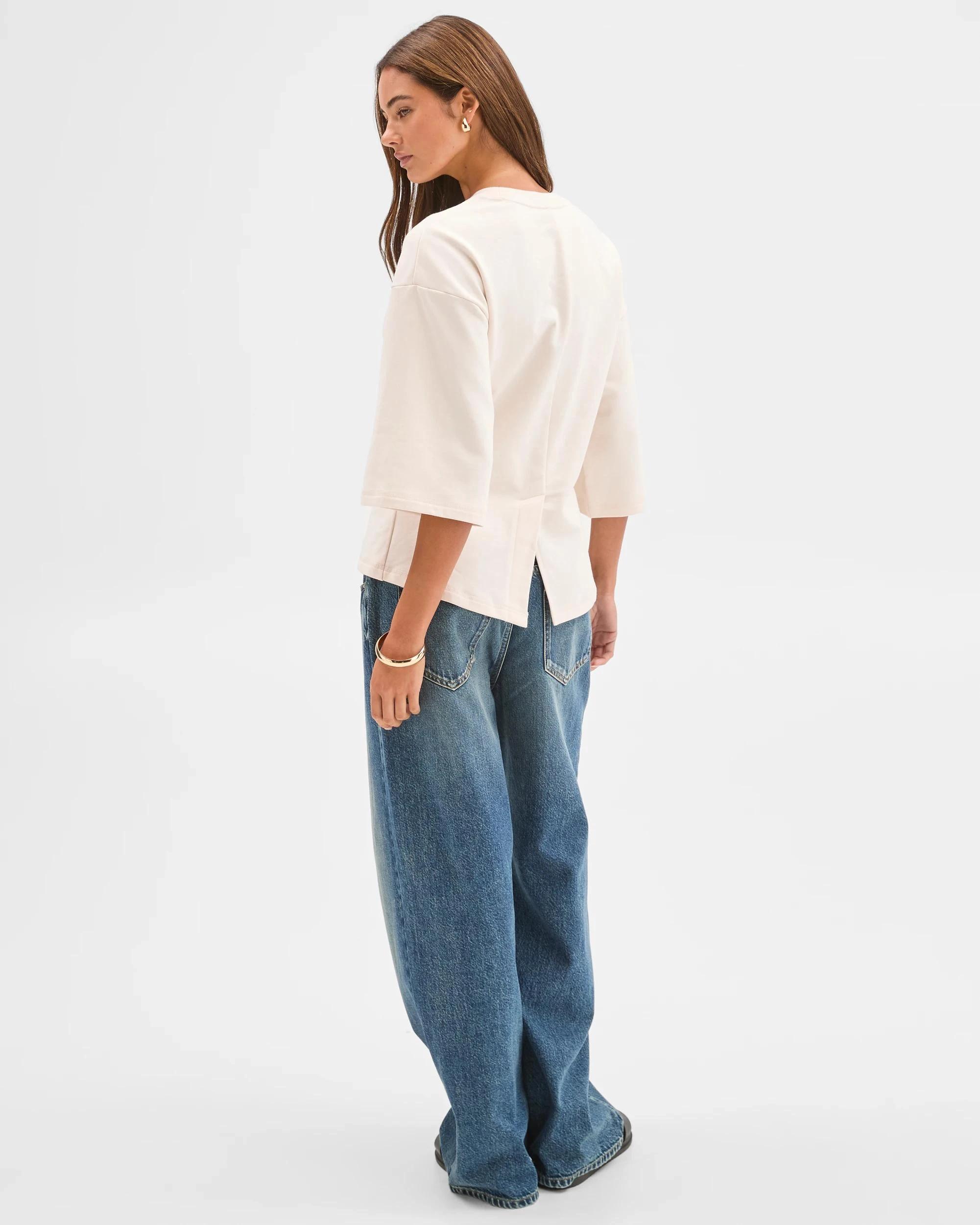 5 Lily Loves Australian Cotton Cinch Waist T-Shirt VANILLA, 5 of 6