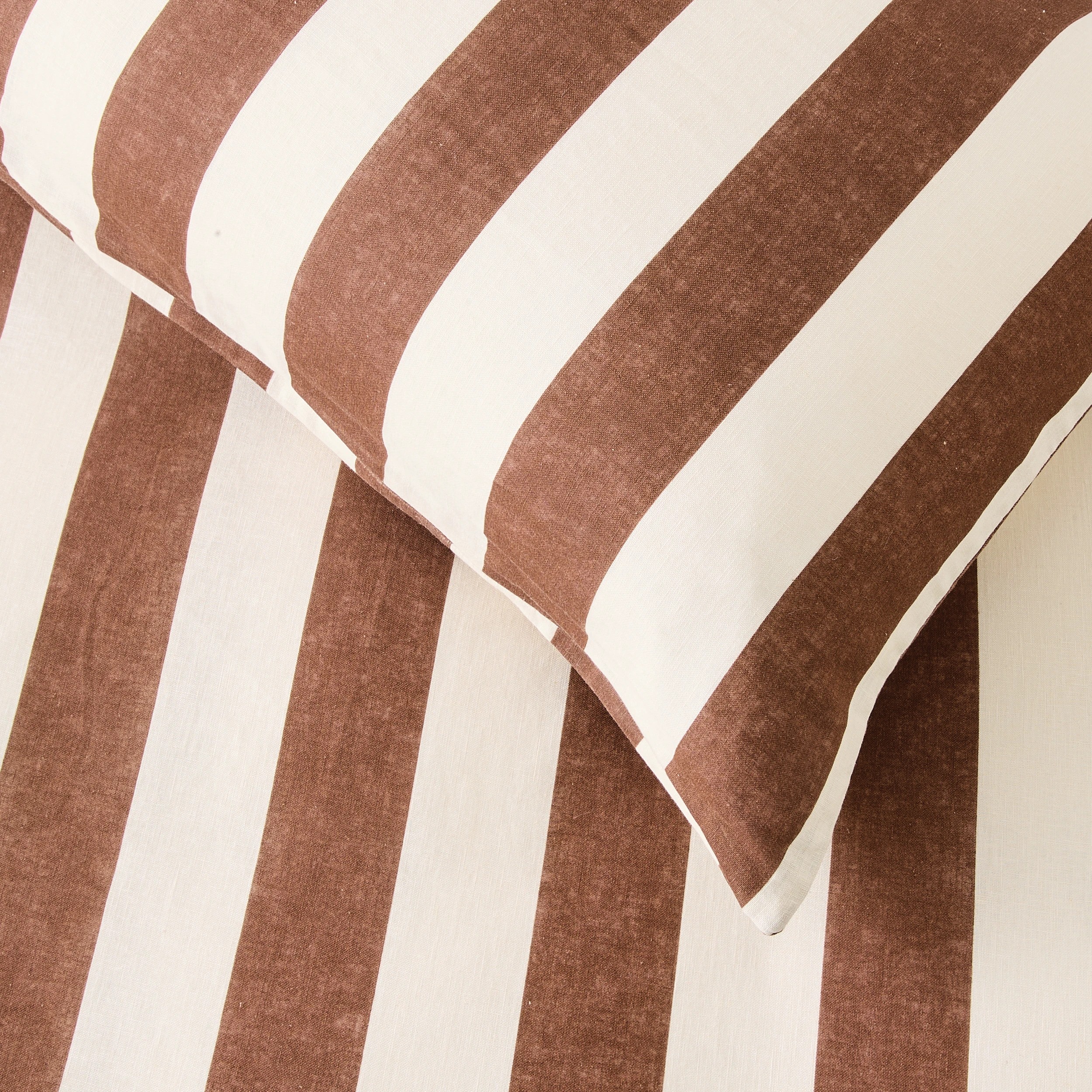 3 Stripe Linen Cotton Quilt Cover Set - Queen Bed, Chocolate, 3 of 7