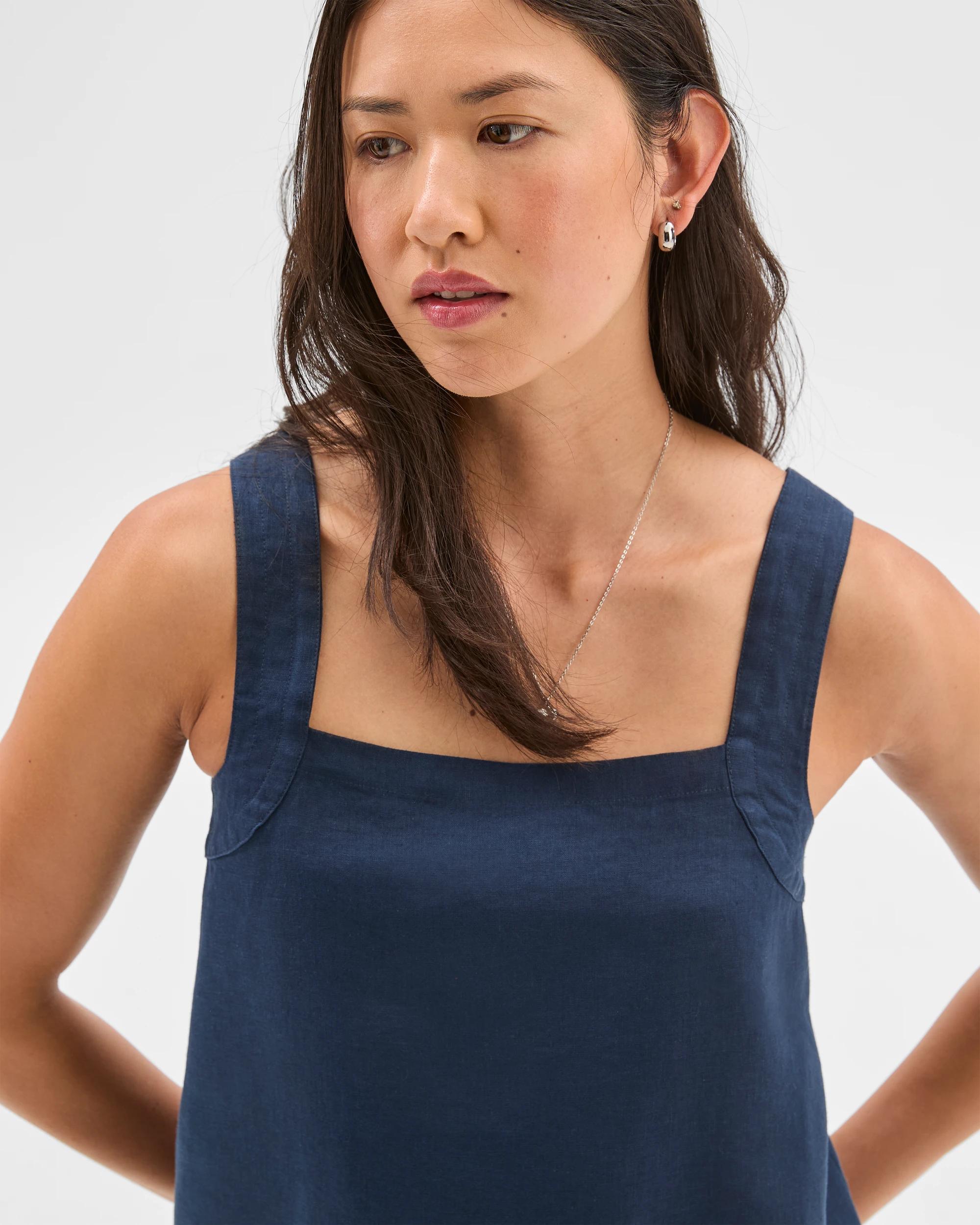 2 Target European Linen Stitch Detail Cami NAVY BLUE, 2 of 7