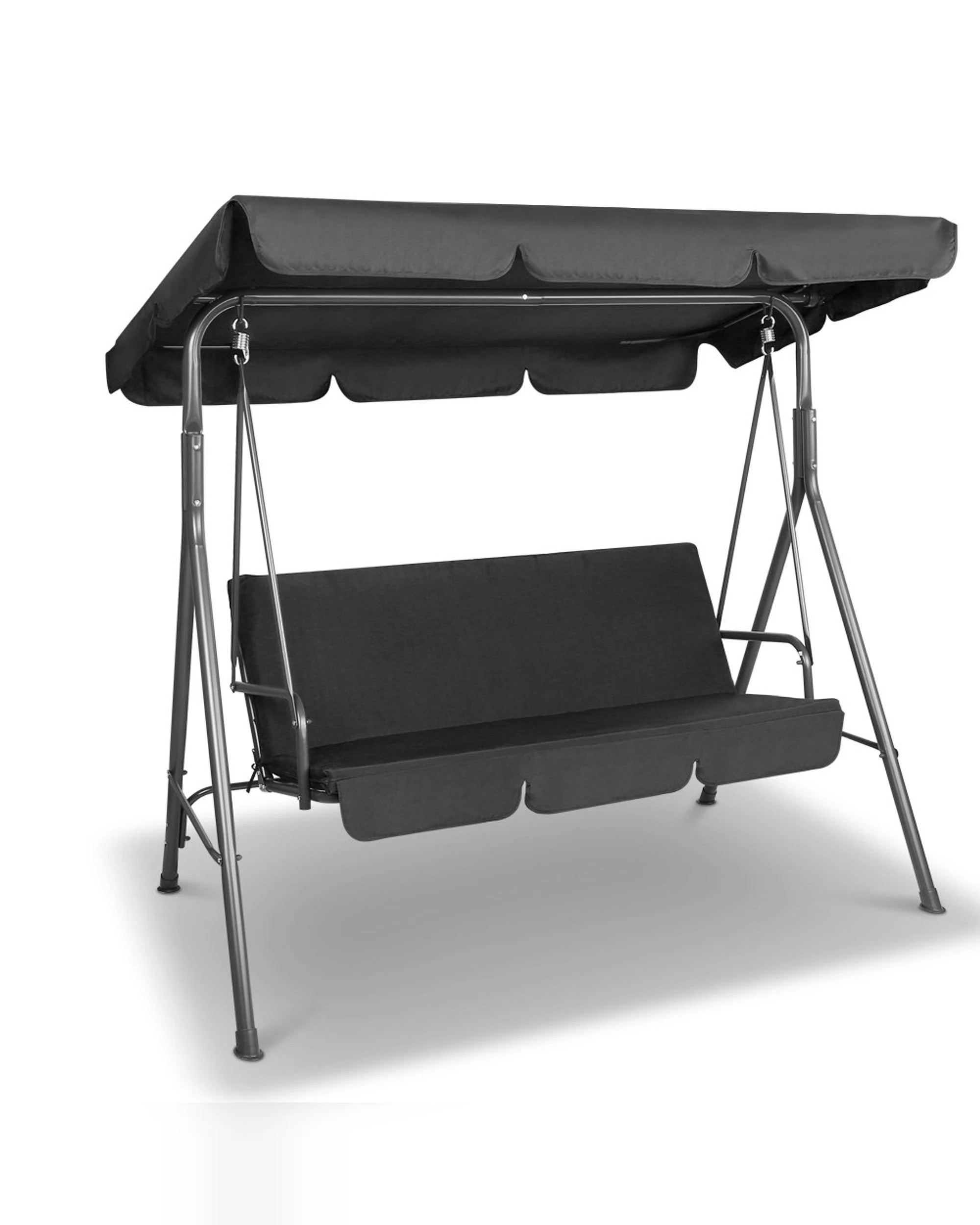 1 Gardeon Outdoor Swing Chair Garden Bench Furniture Canopy 3 Seater - Black, 1 of 6