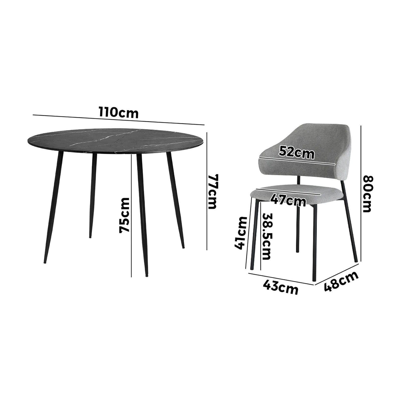 9 Oikiture 110cm Round Dining Table With 4pcs Dining Chairs Linen
 - Multi, 9 of 10