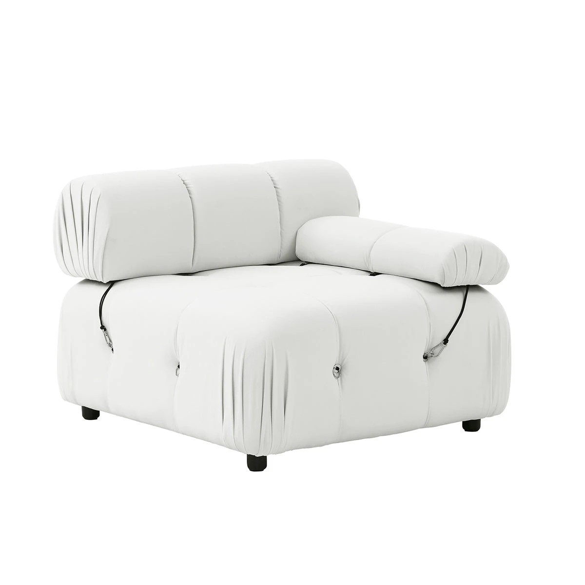 5 Foret 3 Seater Sofa Modular Arm Seat Tufted Velvet Lounge Couch Chaise Beige, 5 of 9