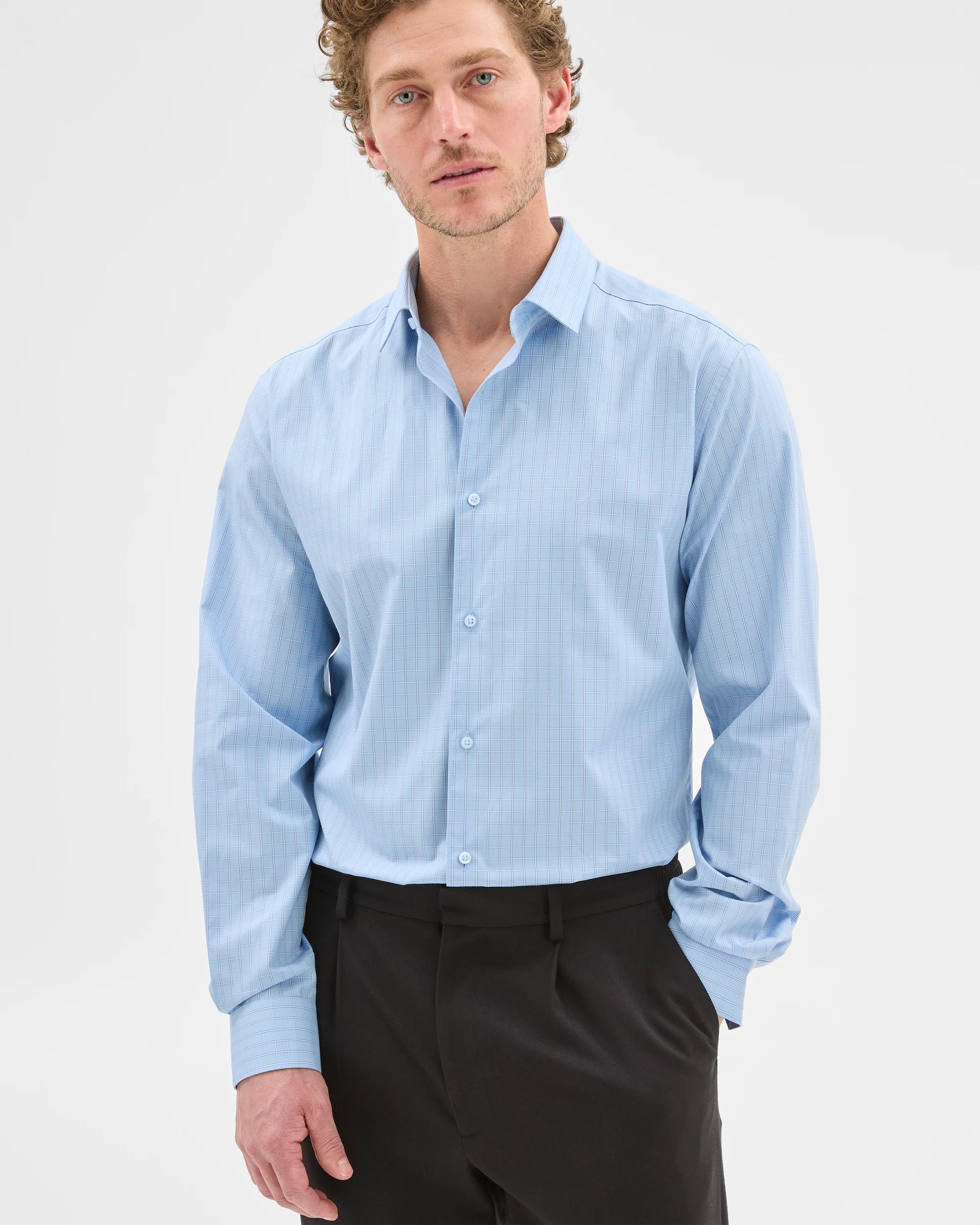 1 Australian Cotton Long Sleeve Shirt - Preview BLUE CHECK, 1 of 6