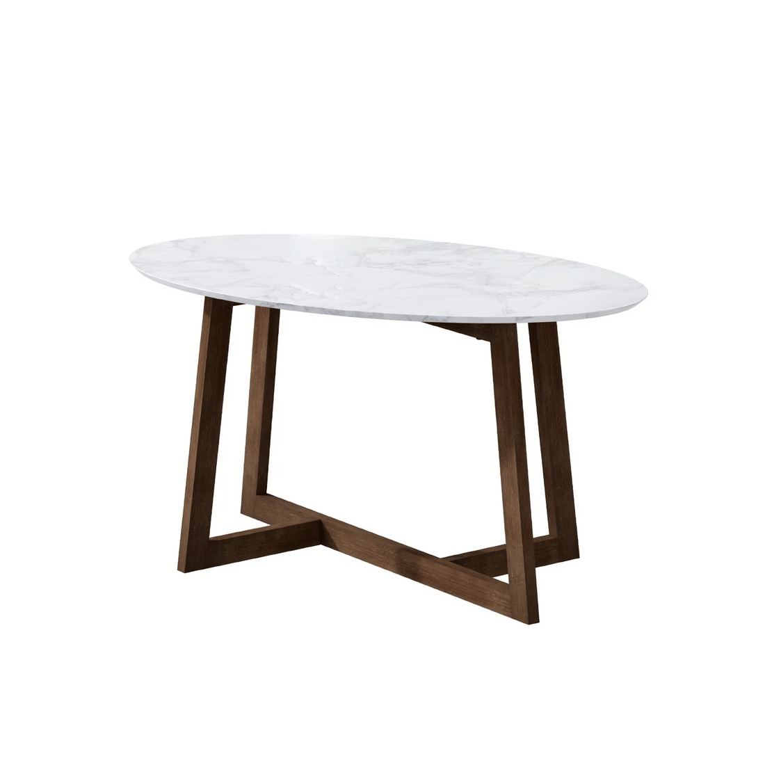 1 Artiss Coffee Table Oval Marble Effect - Brown, 1 of 6