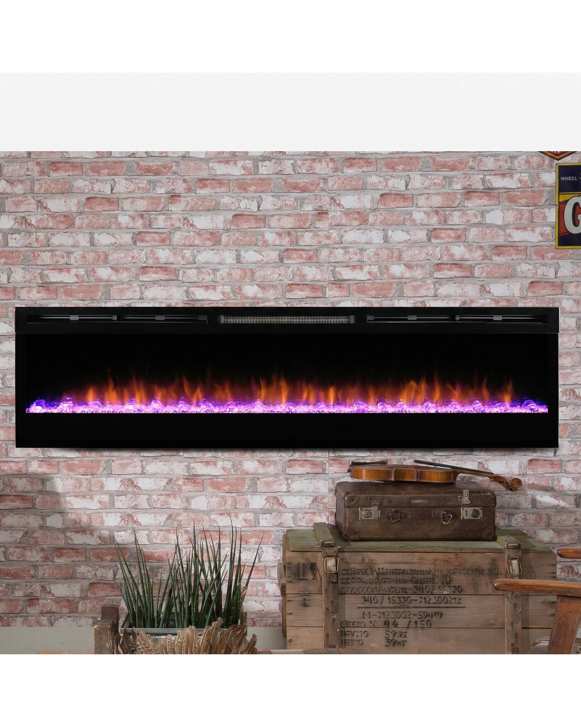 8 Dimplex PRISM Wall Mounted Electric Fireplace in 74-inches - Black, 8 of 8