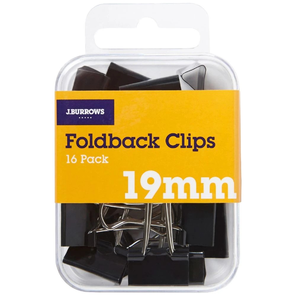 1 J.Burrows 19mm Foldback Clips 16 Pack, 1 of 3