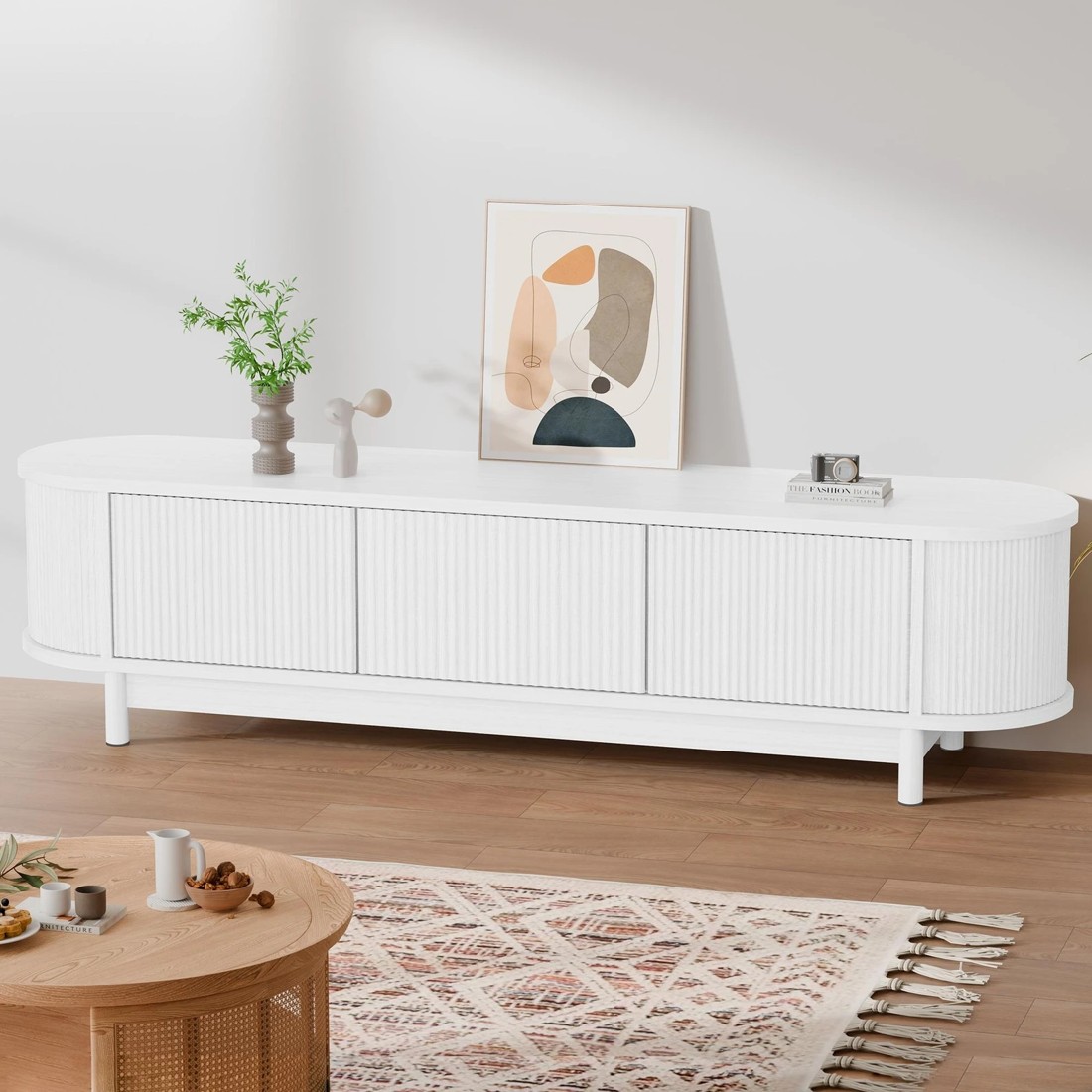 6 Alfordson TV Cabinet Entertainment Unit Stand 160cm Storage Shelf - White, 6 of 10