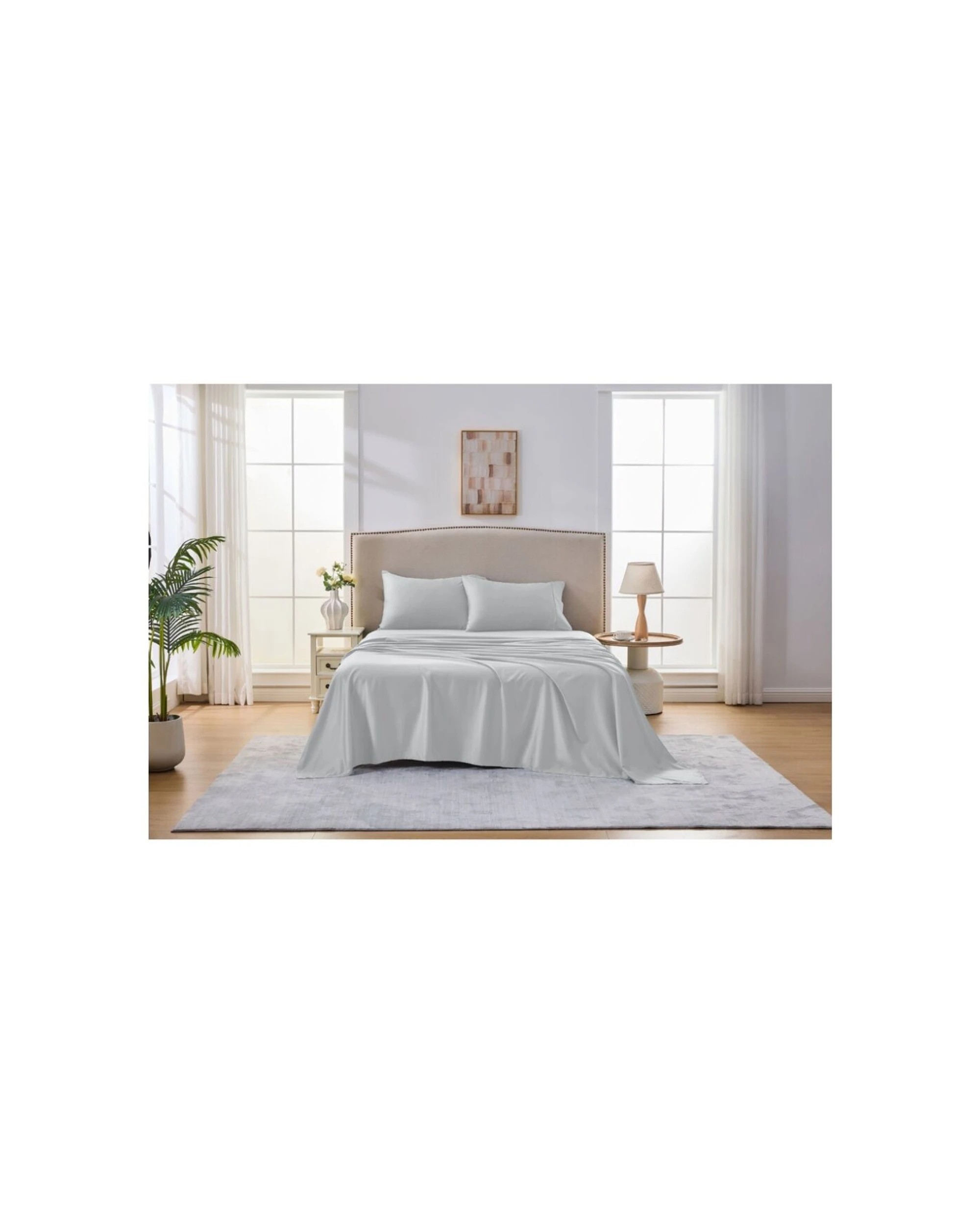 1 Grosvenor House Egyptian Cotton Sheet Set With Pillowcase 500TC - Super King Bed - Silver, 1 of 6