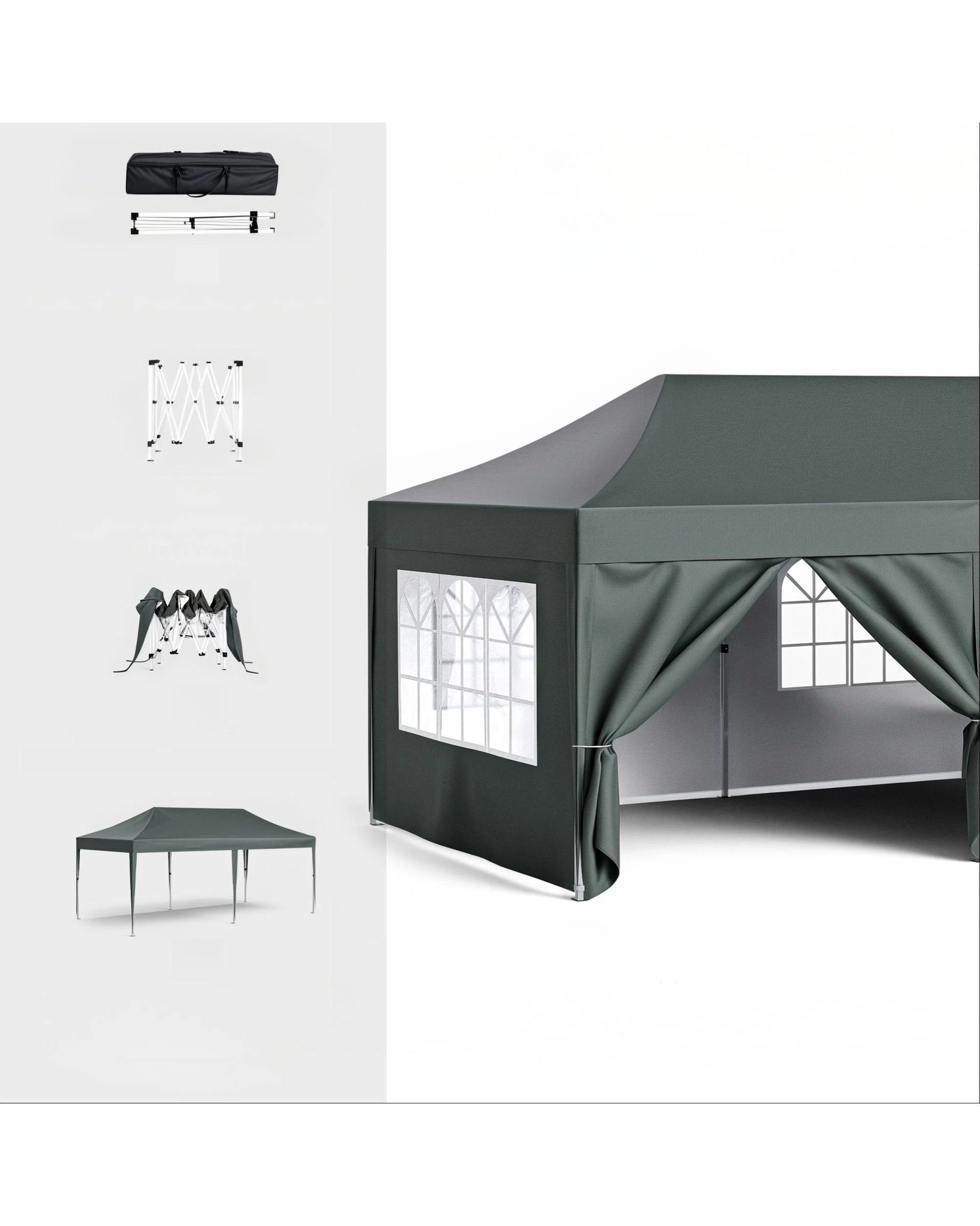 2 Advwin 3×6m Pop Up Canopy Tent with 6 Sidewalls - Gray, 2 of 7