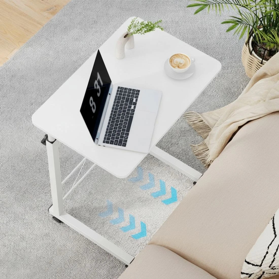6 Artiss Laptop Desk Table Adjustable 60CM - White, 6 of 8