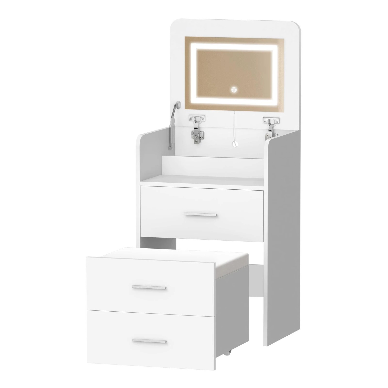 1 Alfordson Dressing Table Stool Set 2-In-1 Makeup Mirror Vanity Desk - White, 1 of 9