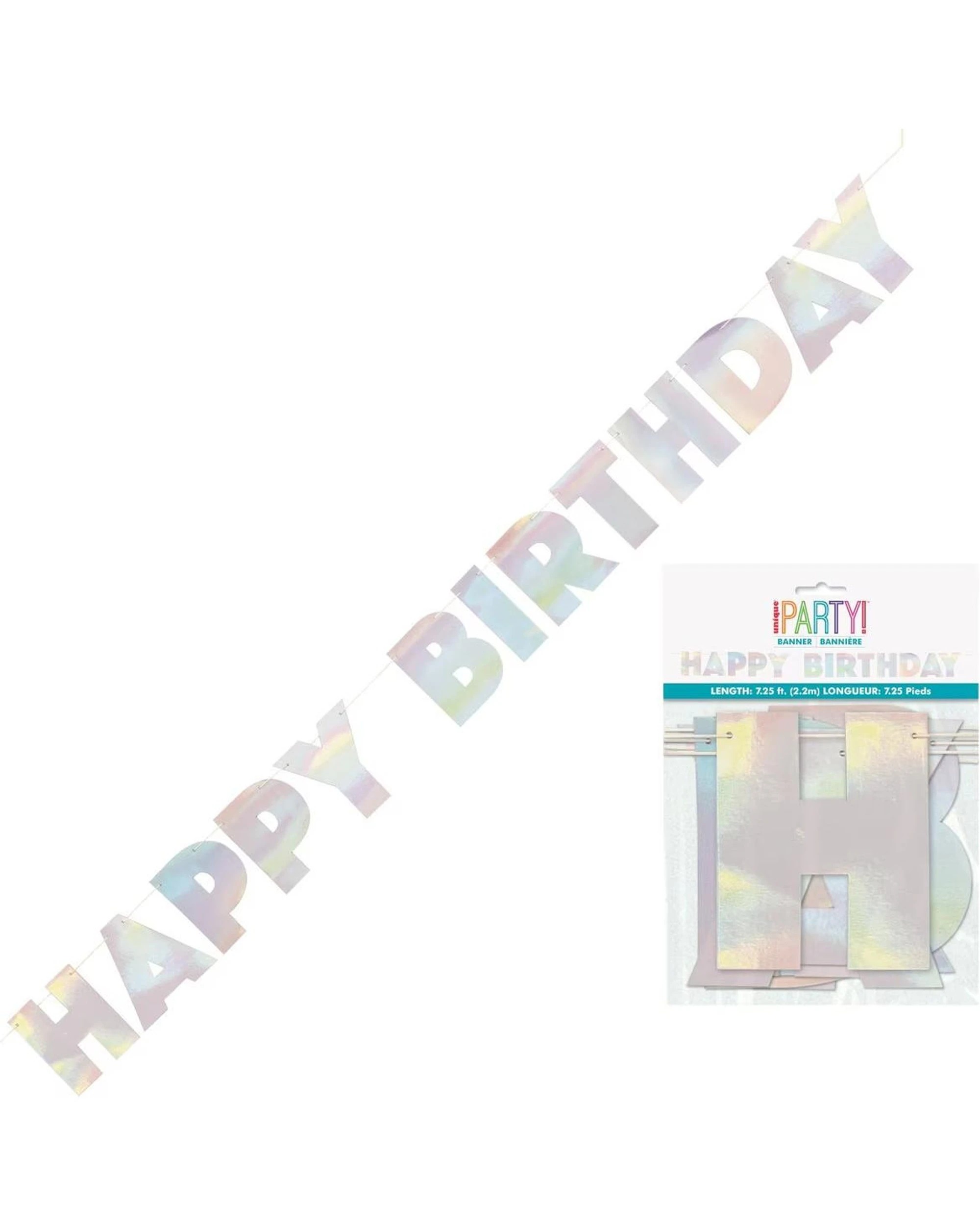 2 Meteor Party Iridescent Foil Happy Birthday Banner Celebration Decoration 2.2m - Multi, 2 of 2