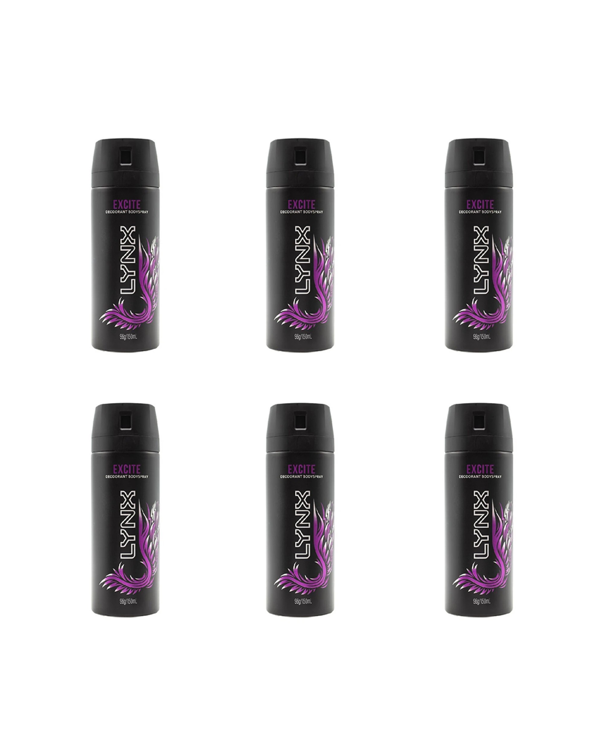 1 Lynx 6PK Deodorant Fragrance 150ml 48h Protection Bodyspray Excite - Black, 1 of 4
