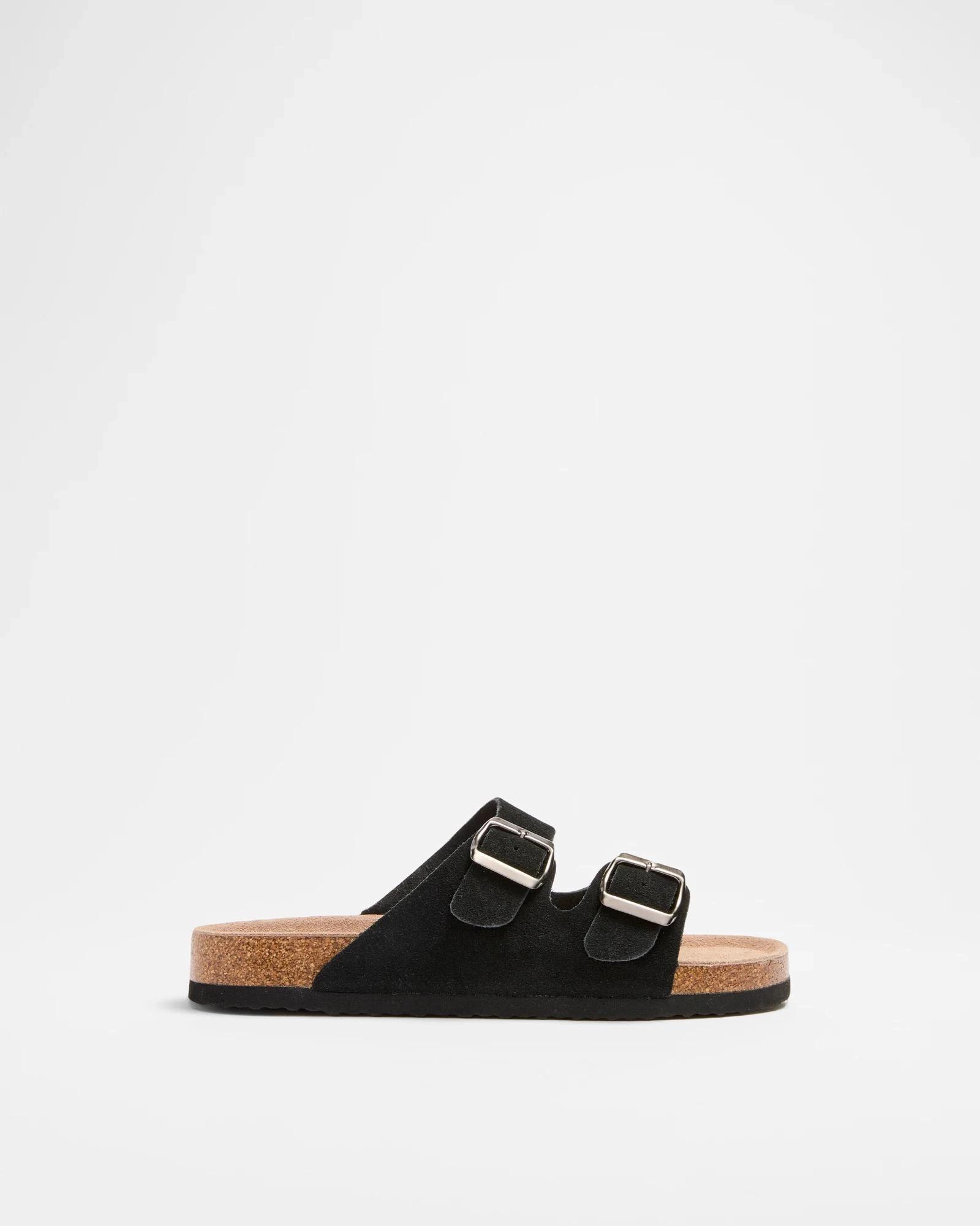 1 Target Boys Youth Leather Moulded Cork Sandals BLACK SUEDE, 1 of 2