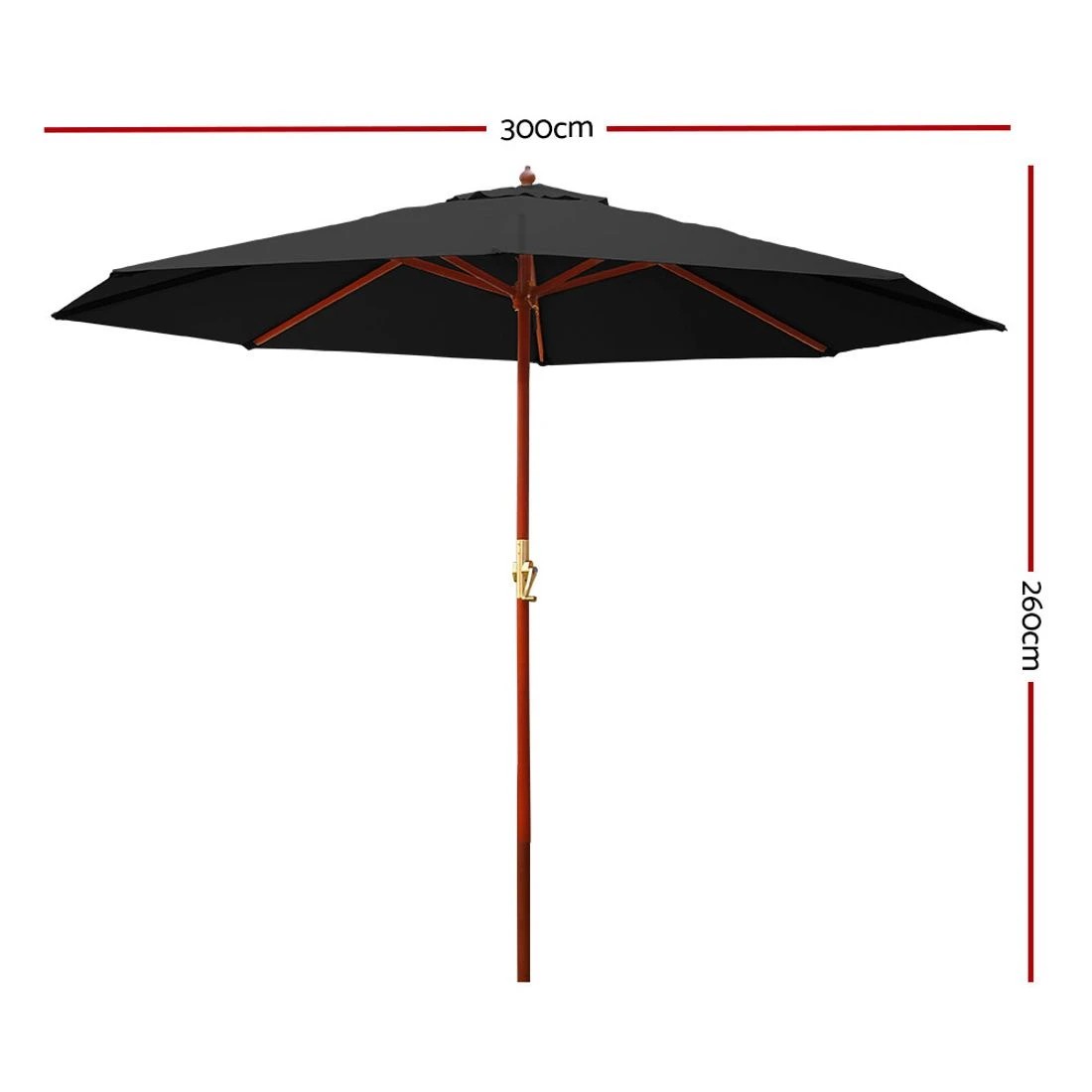 2 Instahut 3m Outdoor Umbrella Pole Umbrellas Beach Garden Sun Stand Patio - Black, 2 of 8