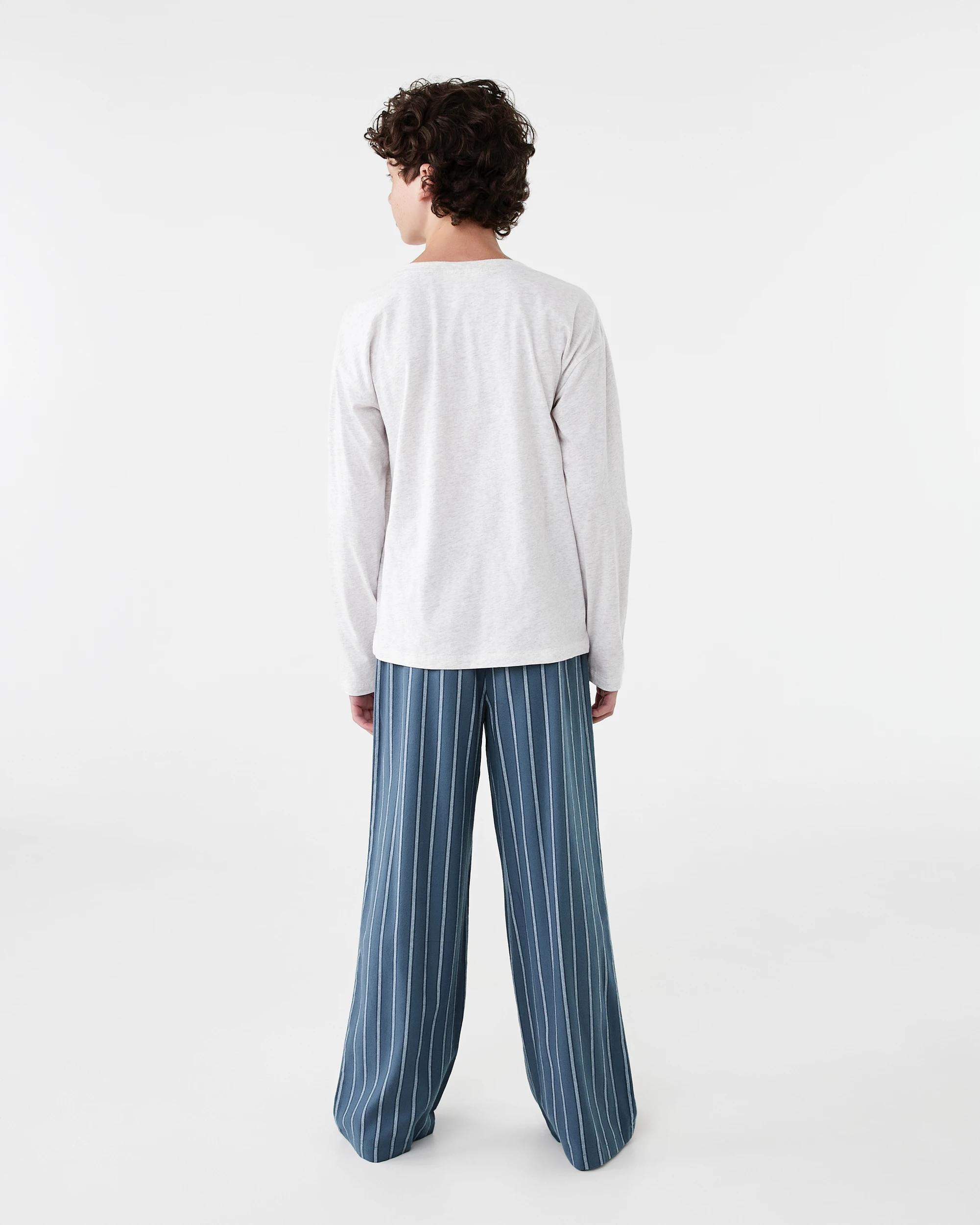 2 Knit Woven Pyjama Set Blu Stripe, 2 of 6