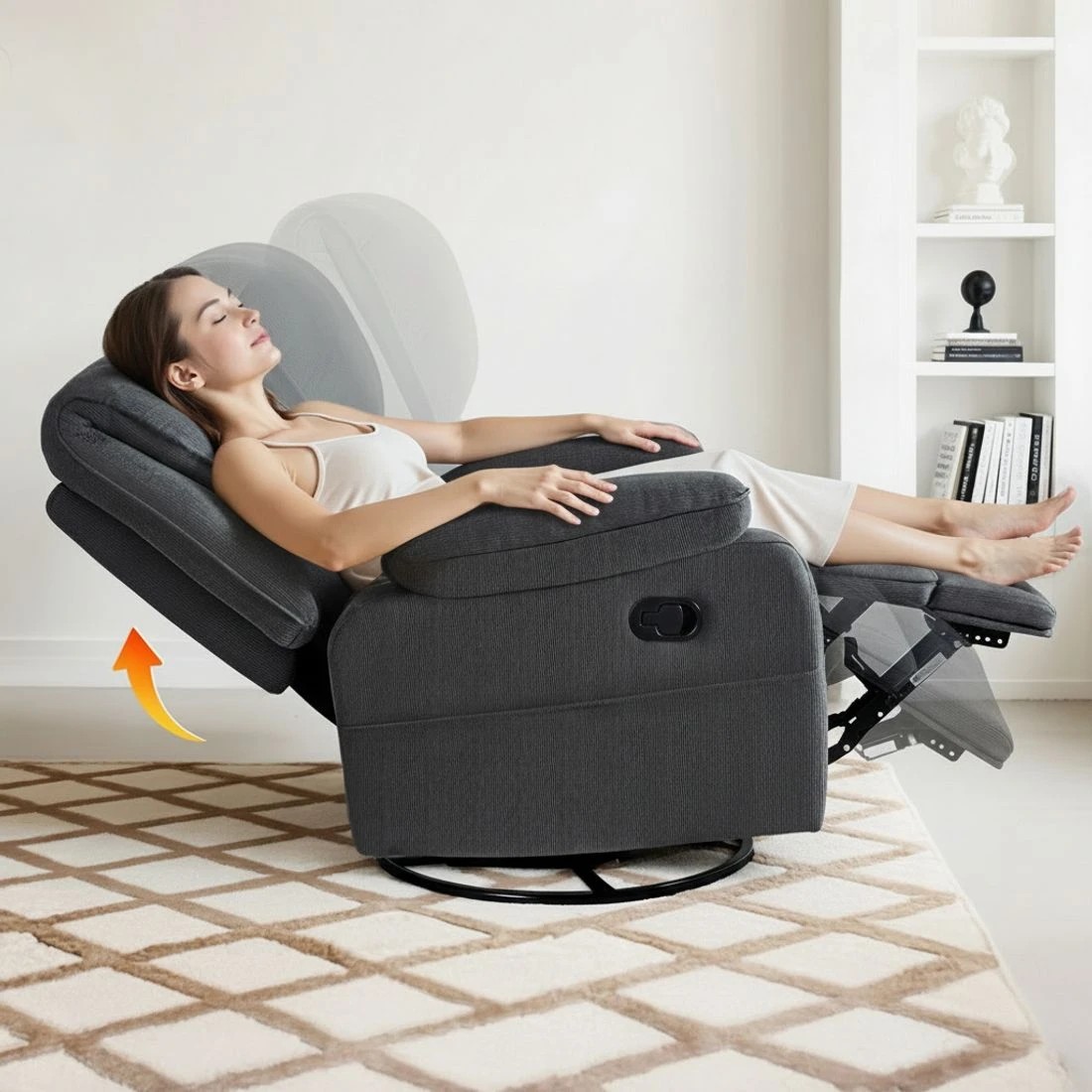 5 Artiss Rocking Recliner Chair 360 Swivel Massage Heated Reclining Chairs - Grey, 5 of 8