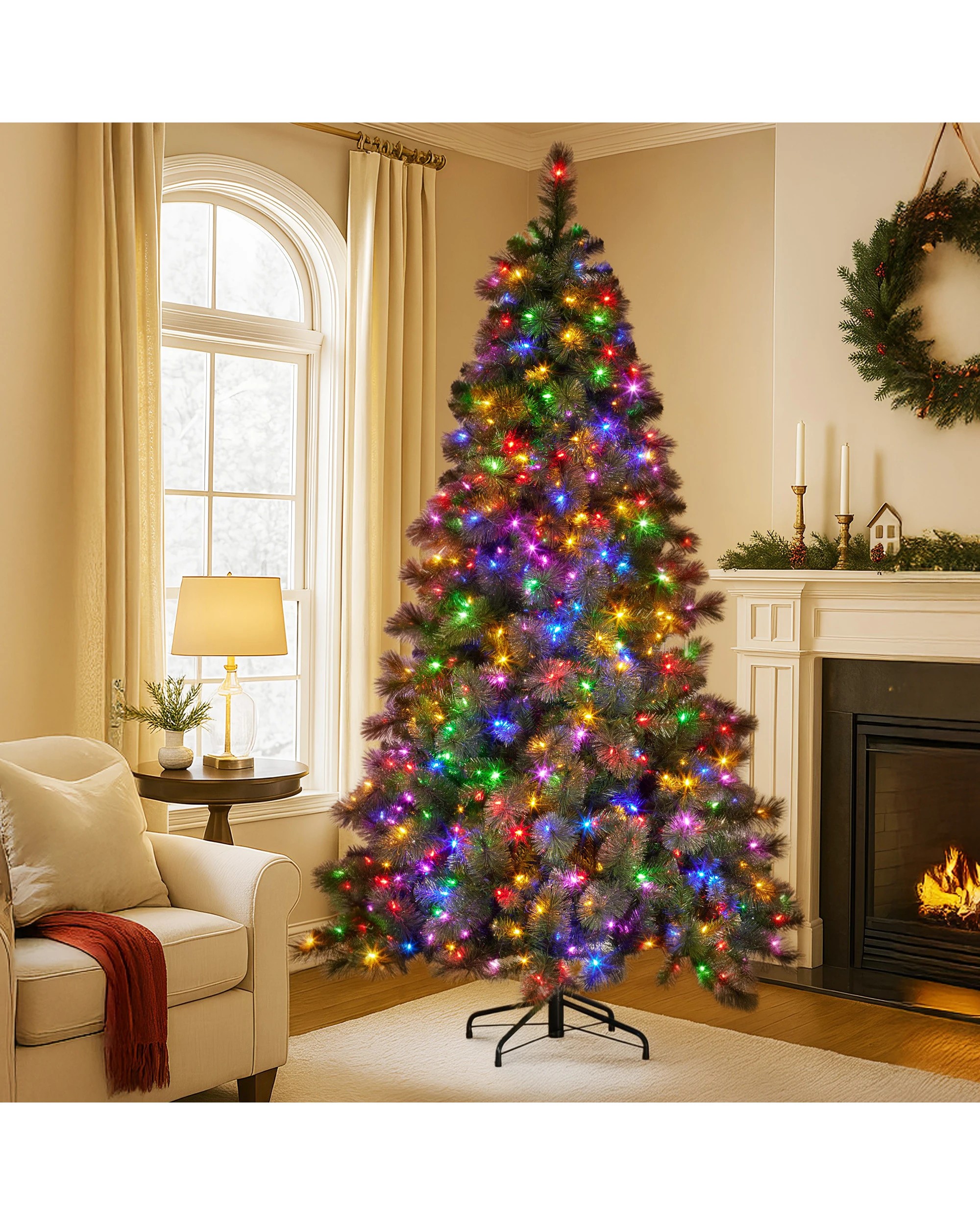 6 Christabelle 9ft Christmas Tree Glittery Gold Pine Needles 850 Led Multi-functional Lights Xmas Decor, 6 of 6