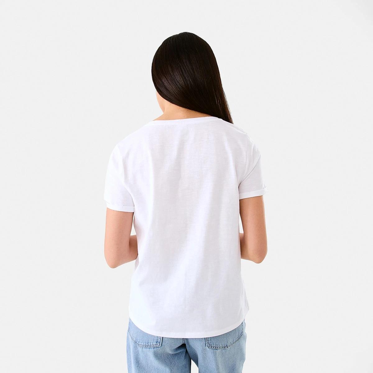3 Short Sleeve Slub V-neck T-shirt White, 3 of 5