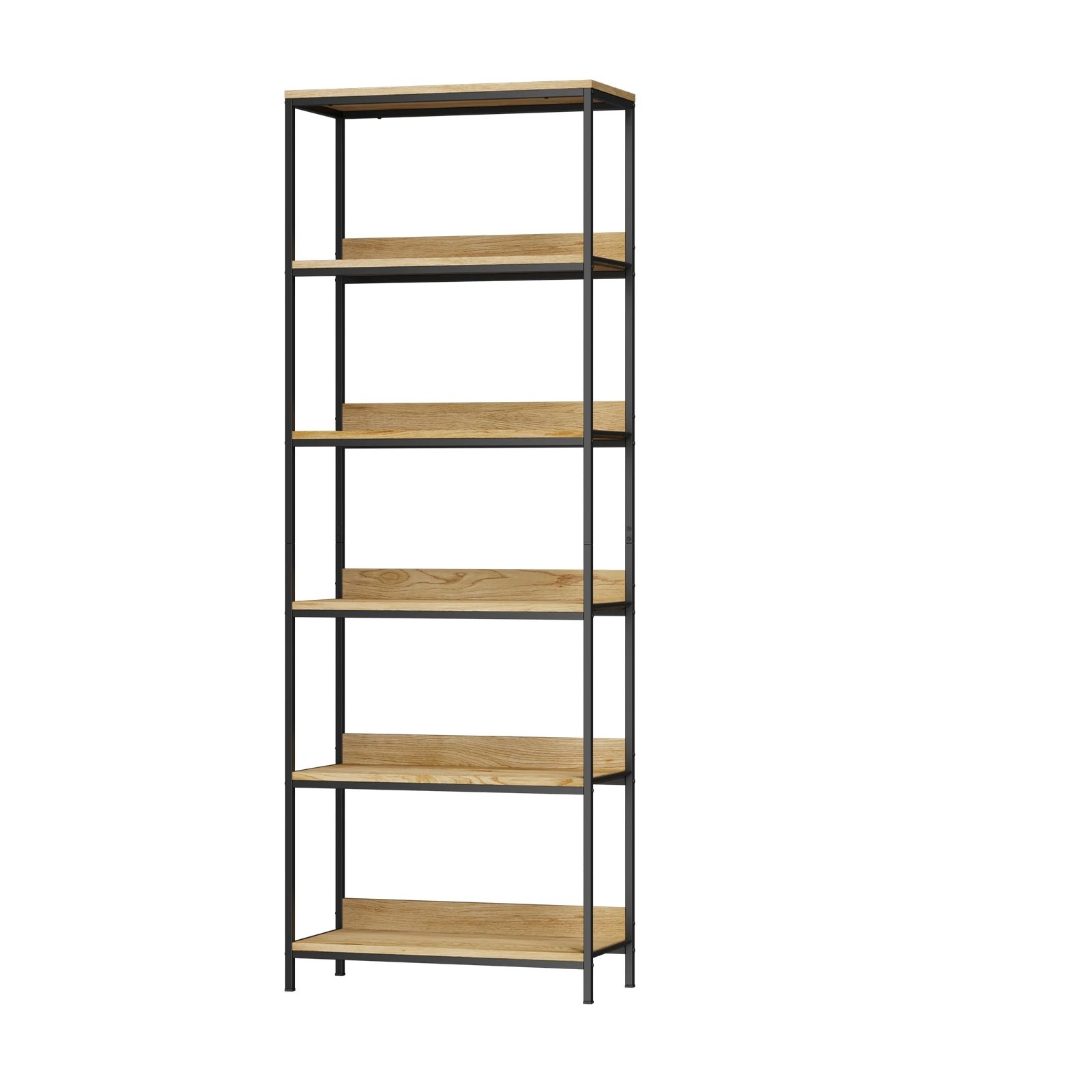 1 Oikiture Display Shelf 5 Tier Bookshelf Storage Shelves Stand Rack Bookcase
 - Natural, 1 of 9