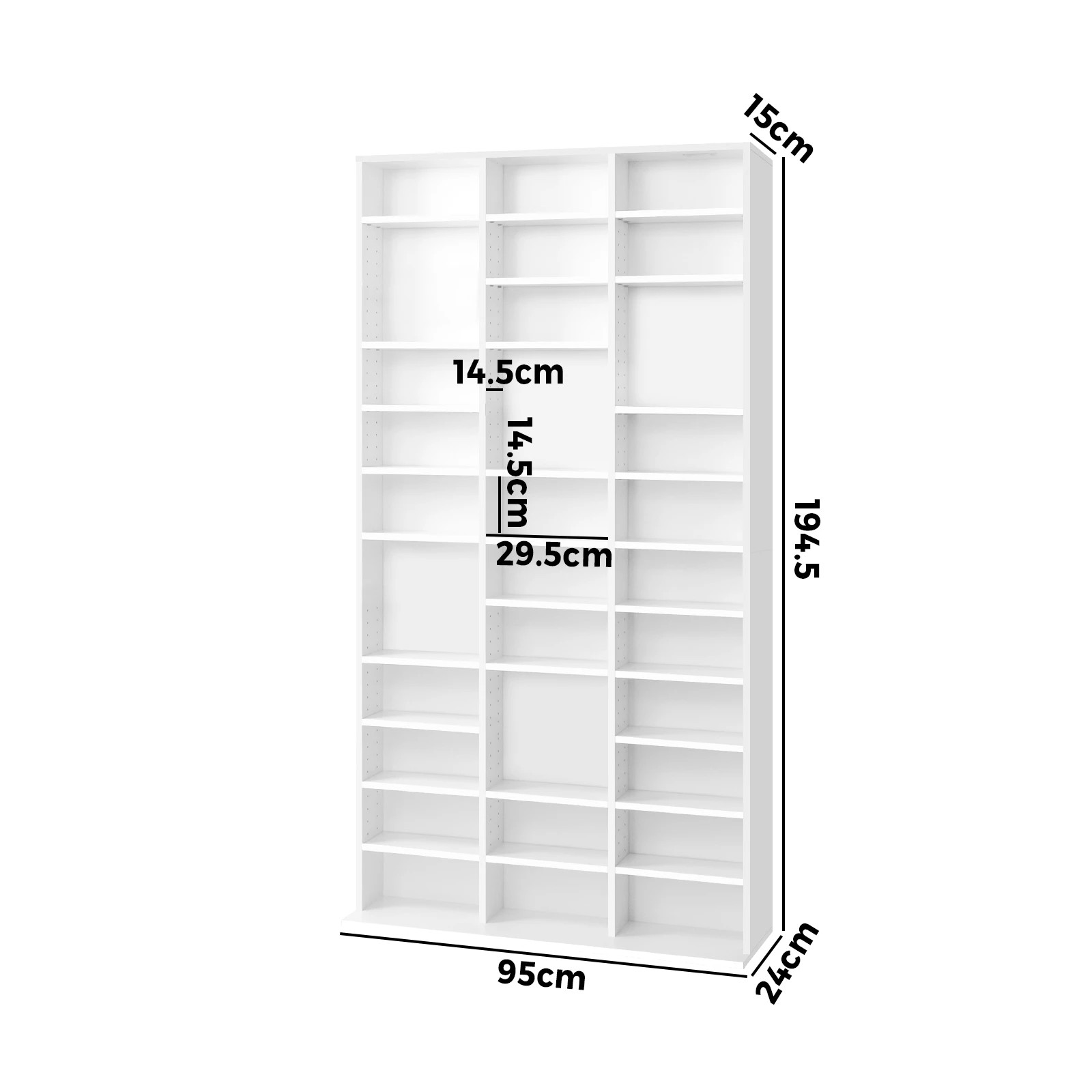 7 Oikiture Bookcase Bookshelf Display Shelf Cd Dvd Storage Media Stand Rack
 - White, 7 of 9