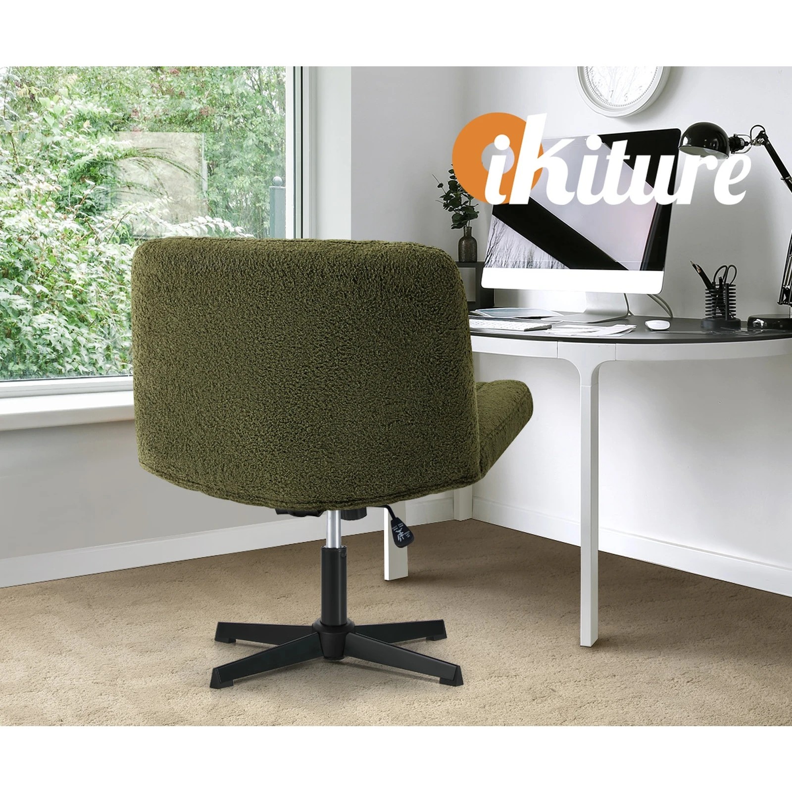 5 Oikiture Armless Office Desk Chair Sherpa
 - Green, 5 of 8