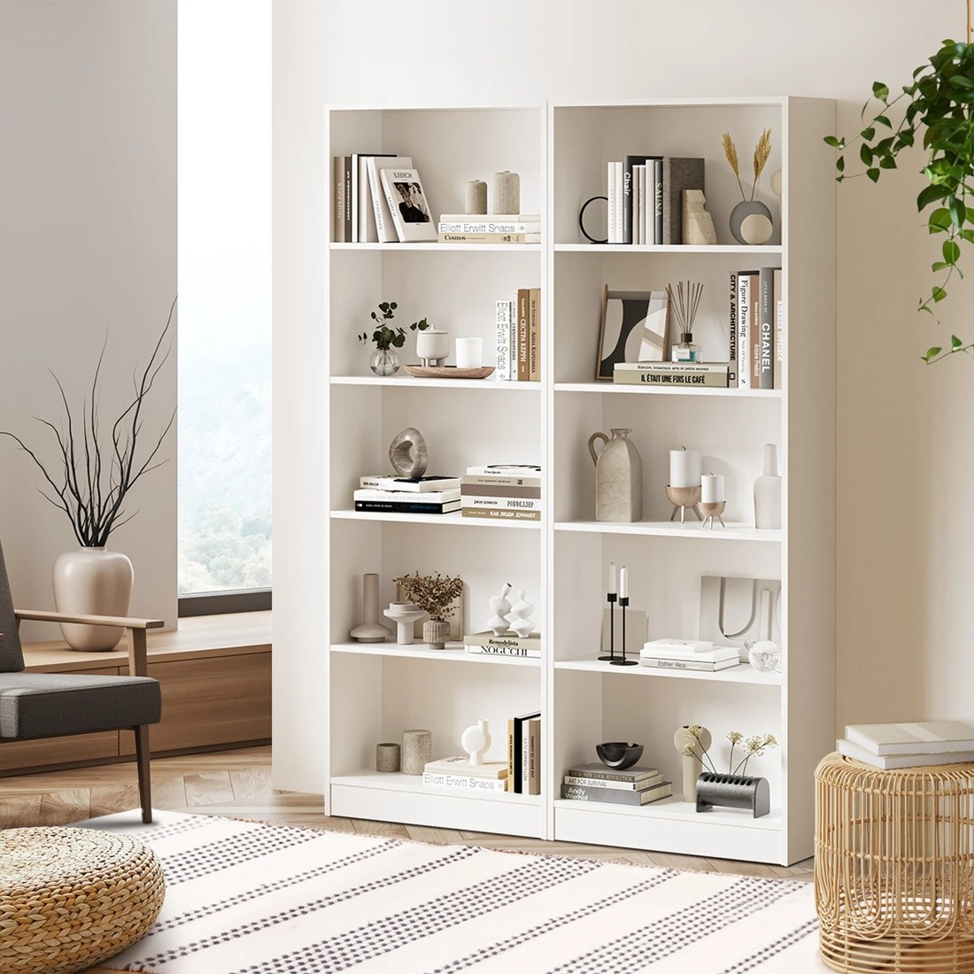 3 Oikiture Bookshelf Bookcase Display Shelves 5-tier Storage Stand Rack
 - White, 3 of 8